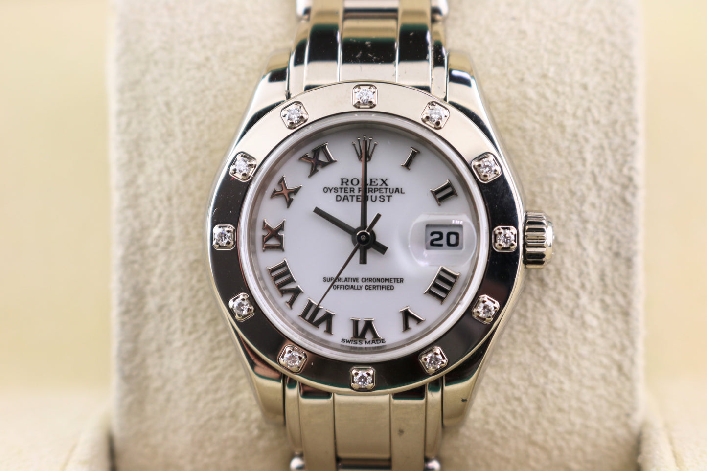 1999 Rolex Datejust 80319 White Roman Dial 18kt Pearlmaster WG No Papers 29mm