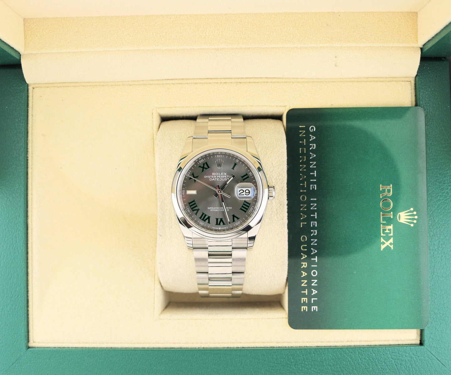 2021 Rolex Datejust 126200 Wimbledon Roman Dial SS Oyster With Papers 36mm
