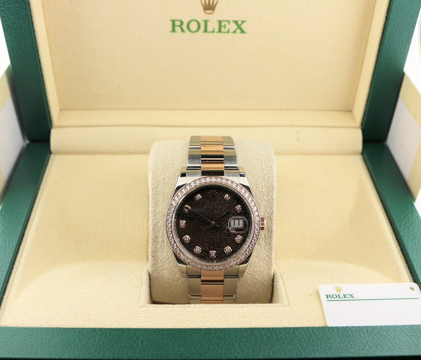 2024 Rolex Datejust 126281RBR Chocolate Diamond Dial + Bezel TT Rose Oyster 36mm