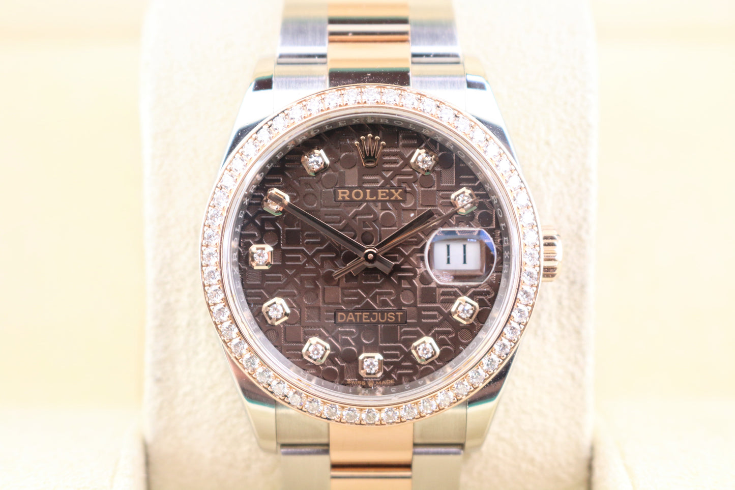 2024 Rolex Datejust 126281RBR Chocolate Diamond Dial + Bezel TT Rose Oyster 36mm