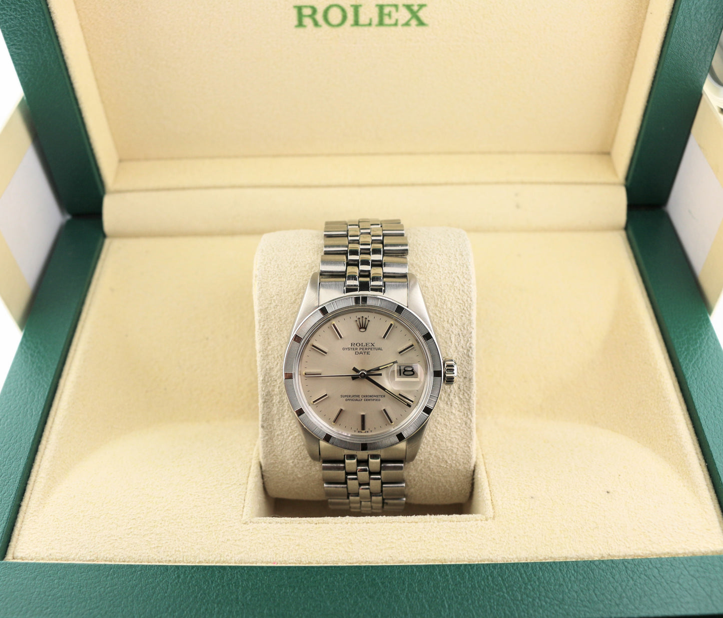 1976 Rolex Date 1501 Silver Dial SS USA Jubilee Trim Bracelet No Papers 34mm