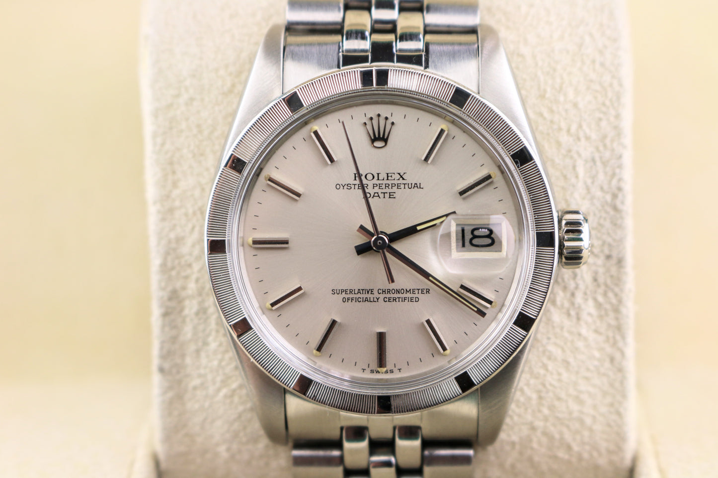1976 Rolex Date 1501 Silver Dial SS USA Jubilee Trim Bracelet No Papers 34mm