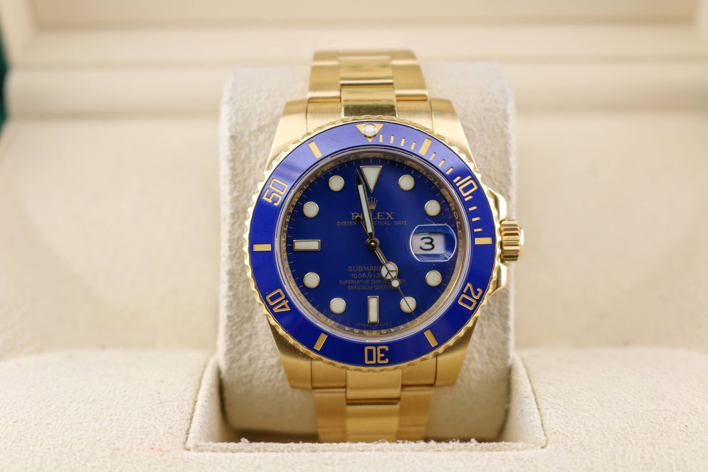 OHA 2012 Mens Rolex Submariner 116618 Flat Blue Dial 18kt Oyster With Papers 40mm