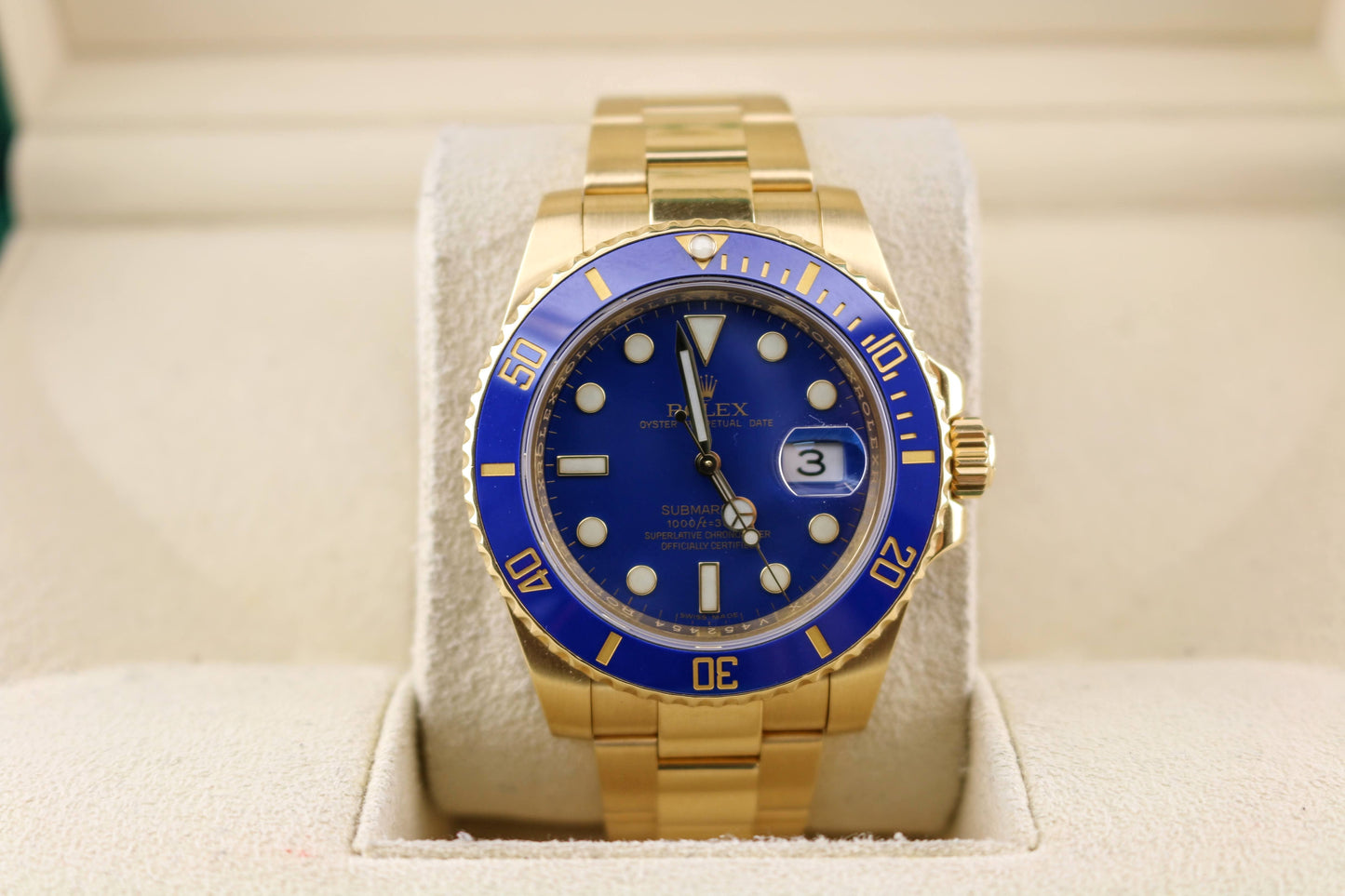2012 Mens Rolex Submariner 116618 Flat Blue Dial 18kt Oyster With Papers 40mm