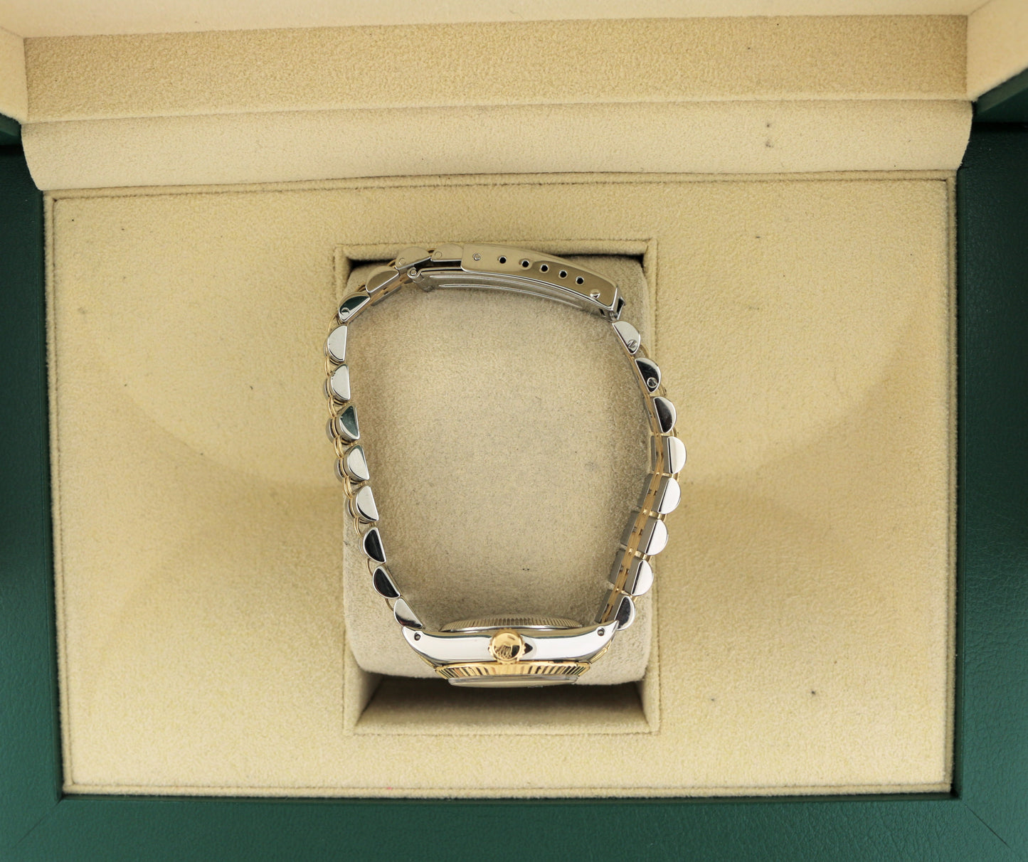 1986 Rolex Ladies Oyster Perpetual 67193 White Roman Dial TT 18kt Jubilee 24mm