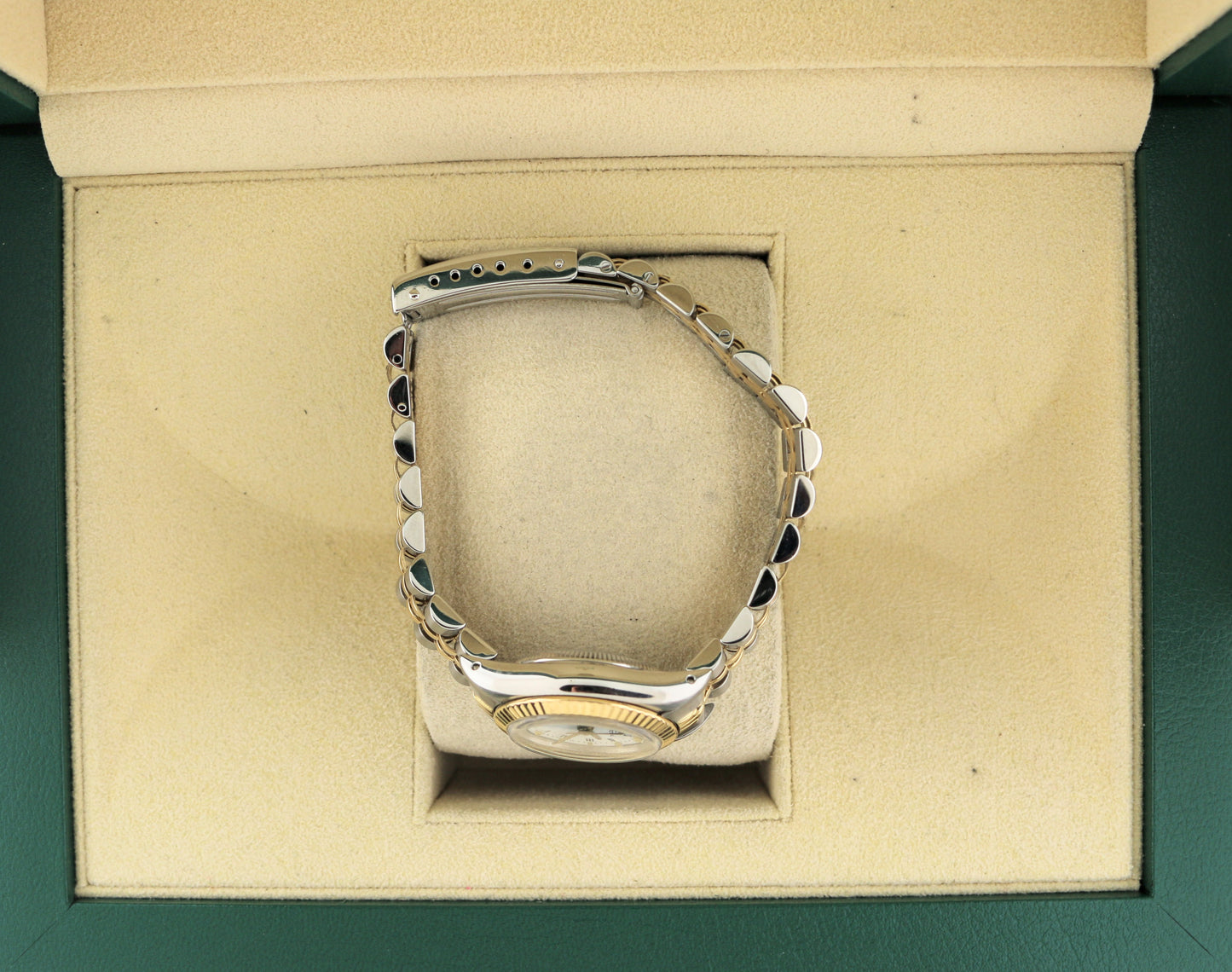 1986 Rolex Ladies Oyster Perpetual 67193 White Roman Dial TT 18kt Jubilee 24mm
