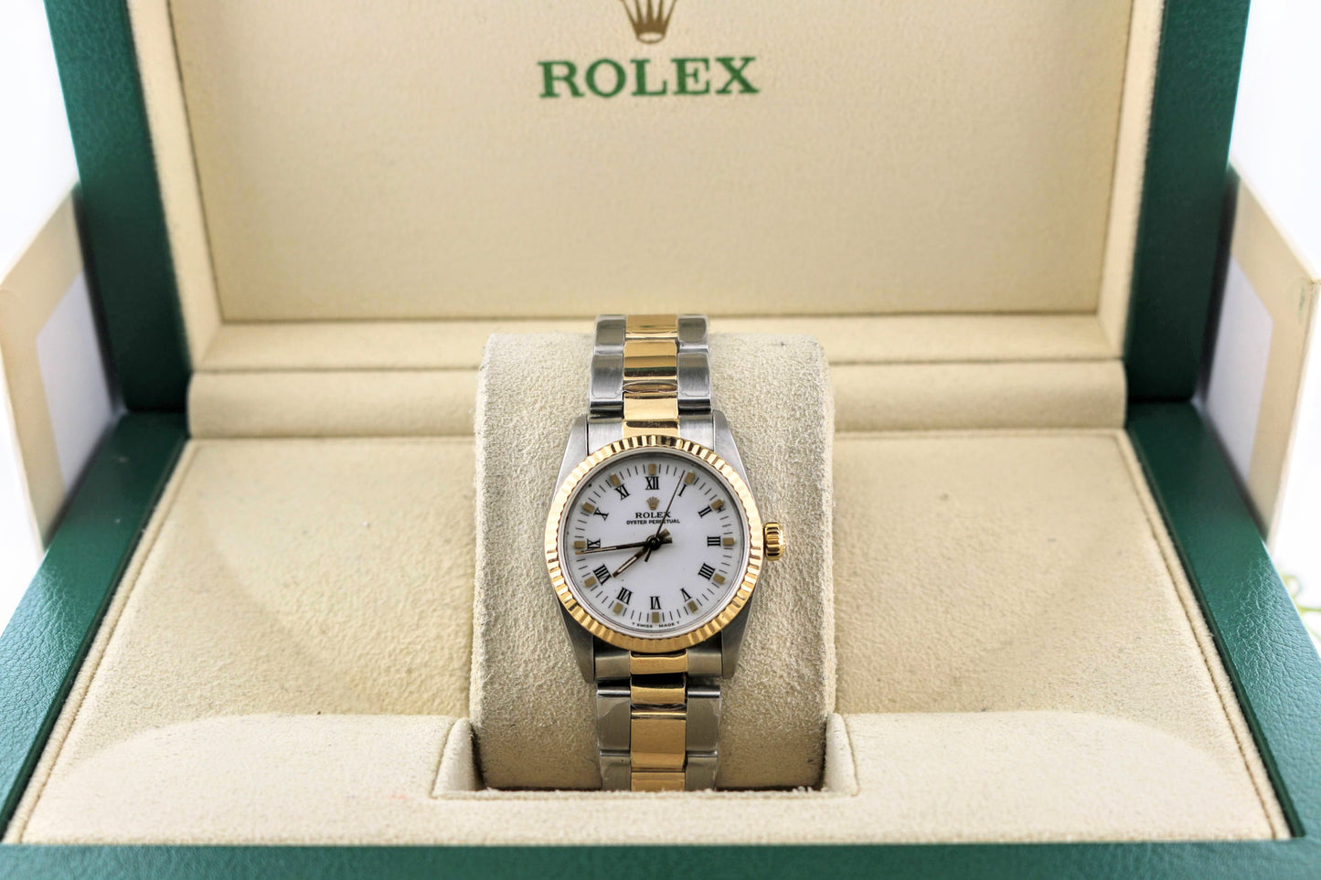 1988 Rolex Oyster Perpetual 67513 White Roman Dial TT Oyster No Papers 31mm