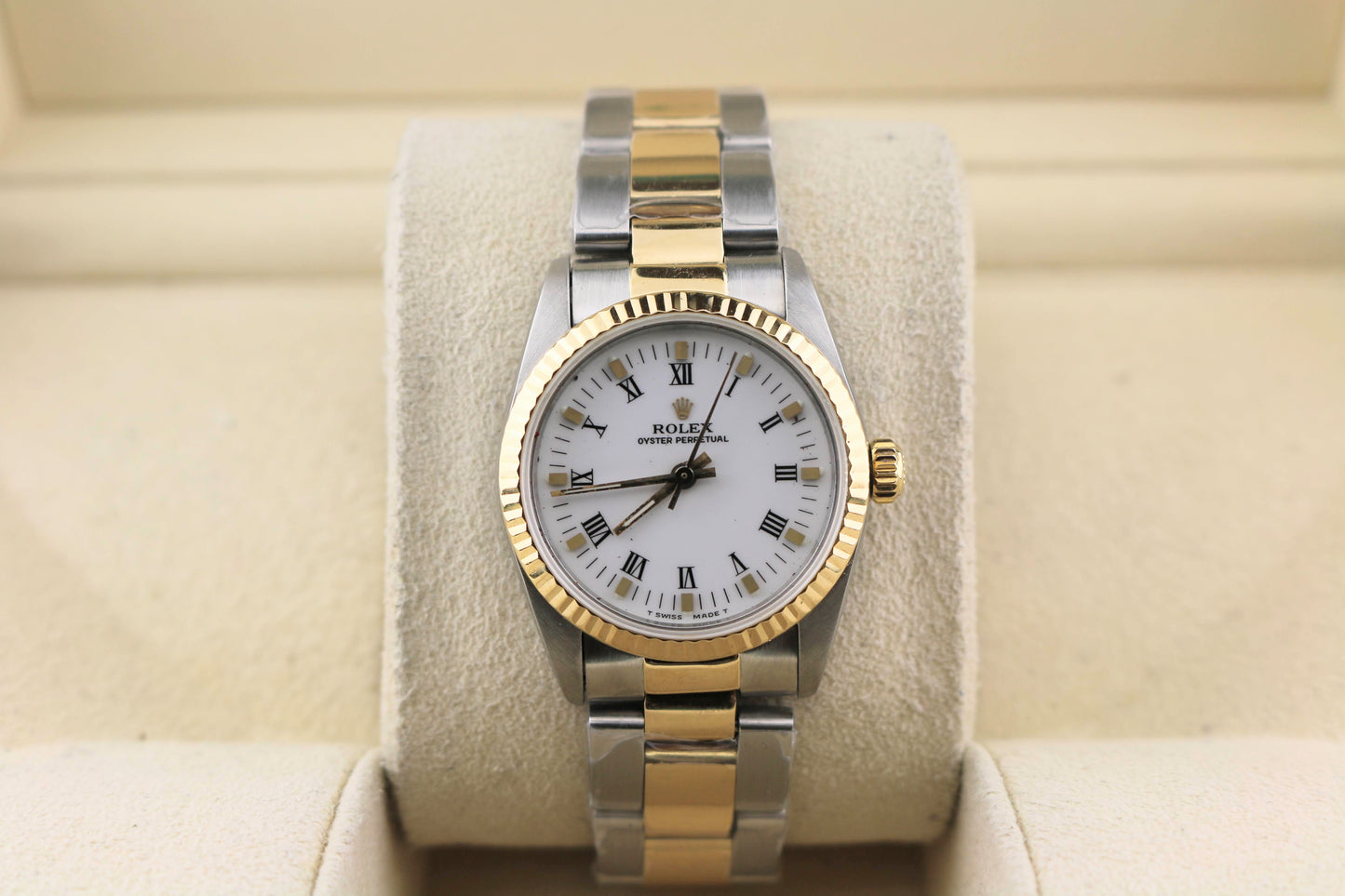 1988 Rolex Oyster Perpetual 67513 White Roman Dial TT Oyster No Papers 31mm