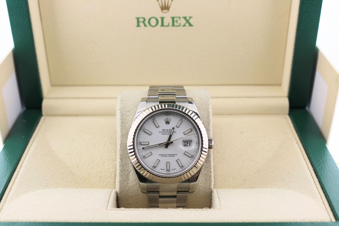2014 Rolex Datejust 116334 White Stick Dial SS Oyster No Papers 41mm