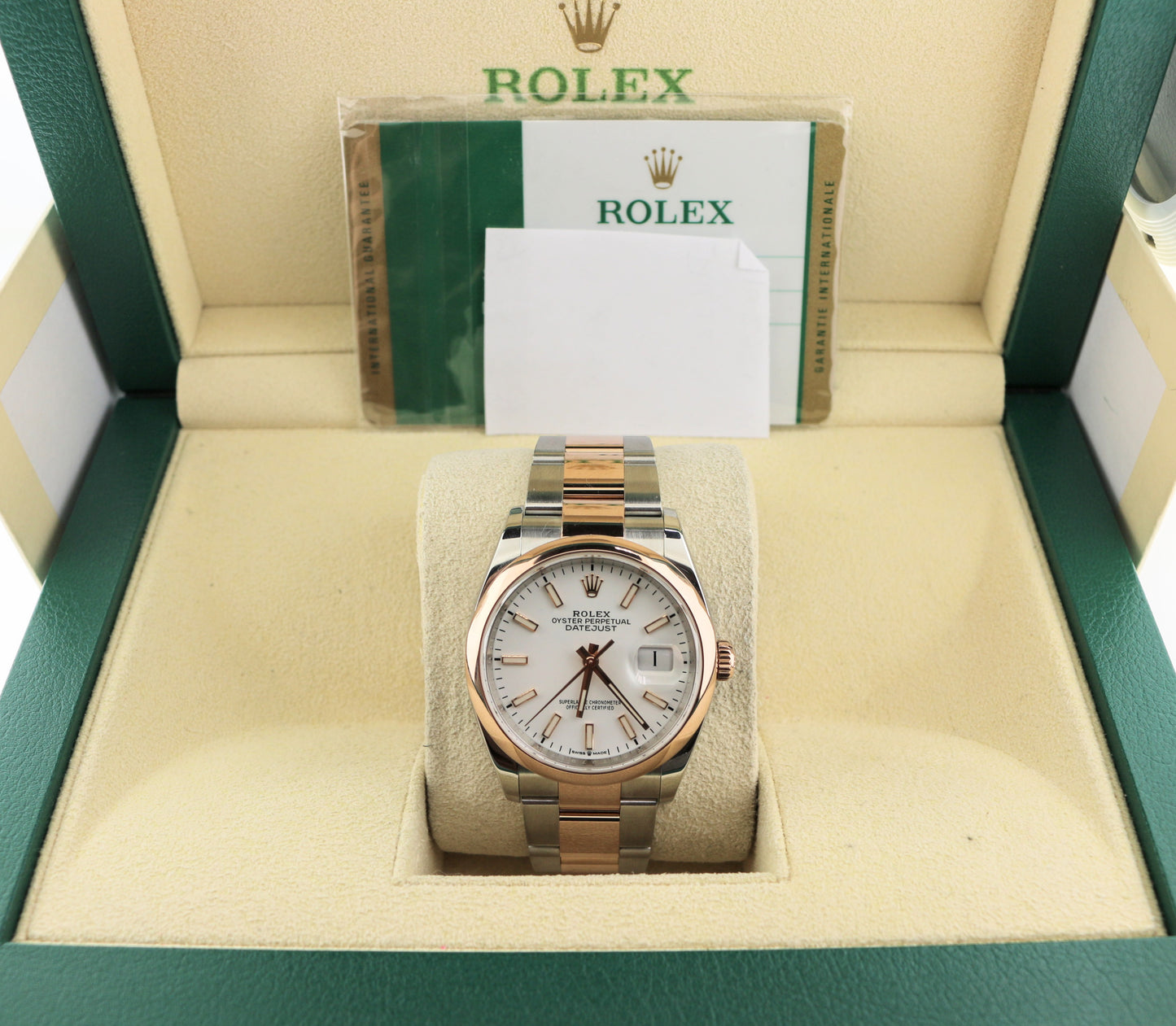 2019 Rolex Datejust 126201 White Dial TT 18kt Oyster Rose With Papers 36mm