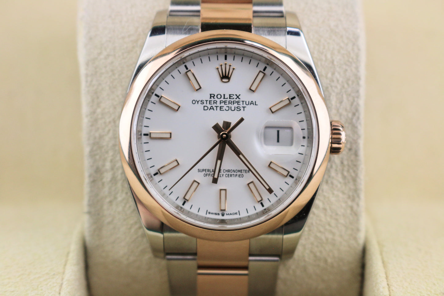 2019 Rolex Datejust 126201 White Dial TT 18kt Oyster Rose With Papers 36mm