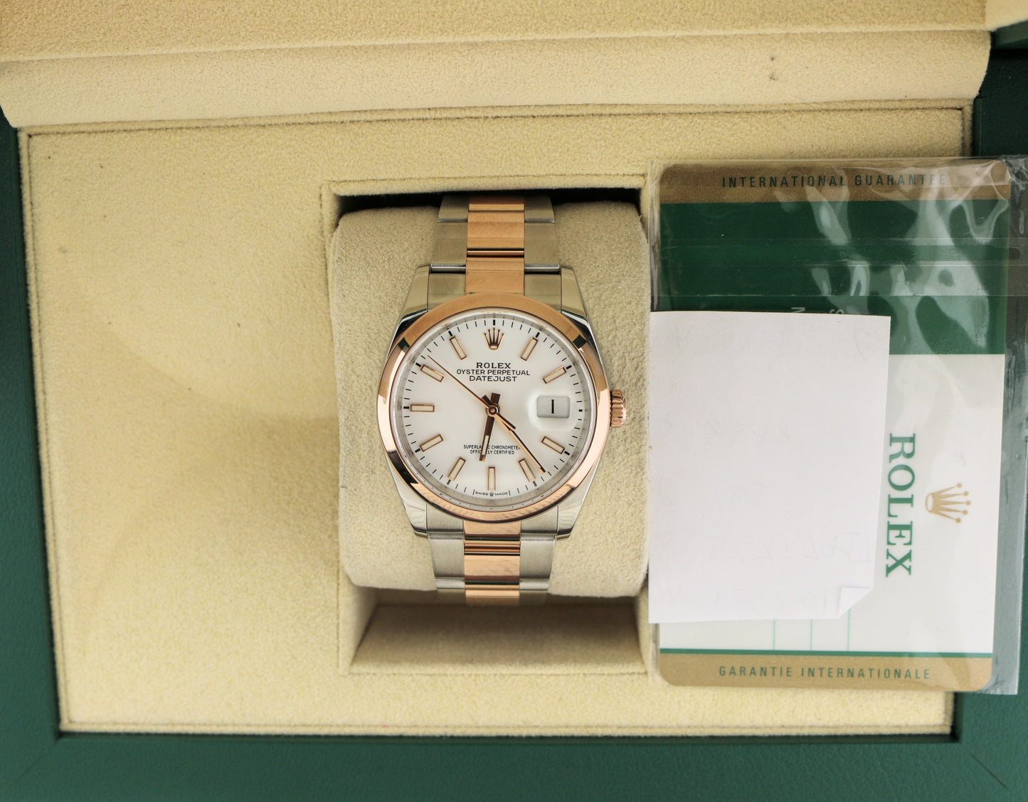 2019 Rolex Datejust 126201 White Dial TT 18kt Oyster Rose With Papers 36mm
