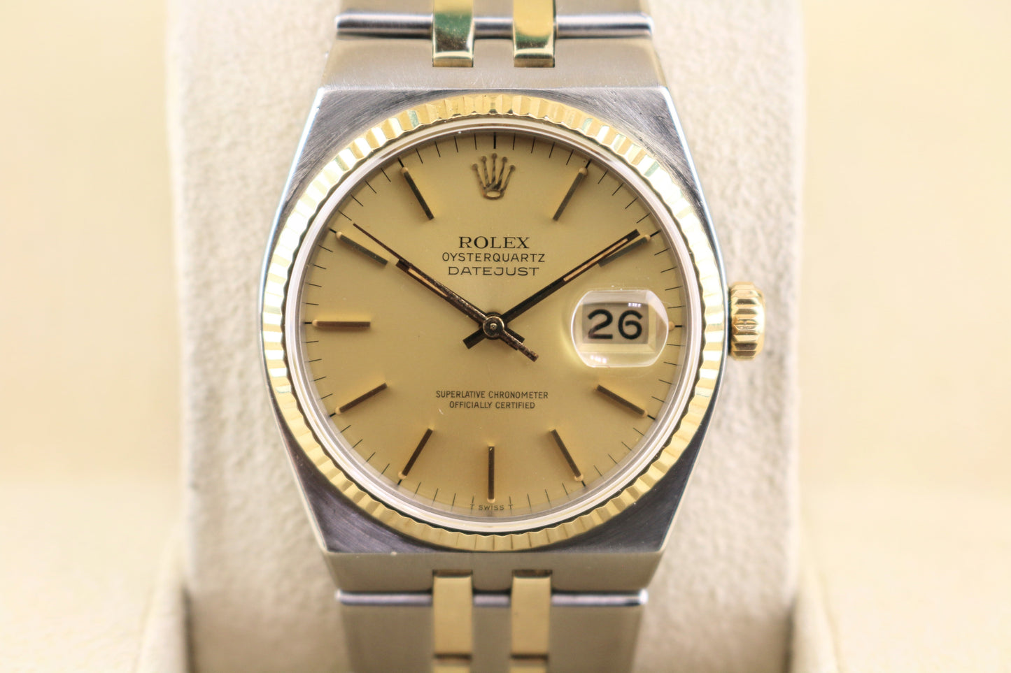 1981 Rolex Datejust 17013 Champagne Dial TT 18kt Oysterquartz No Papers 36mm