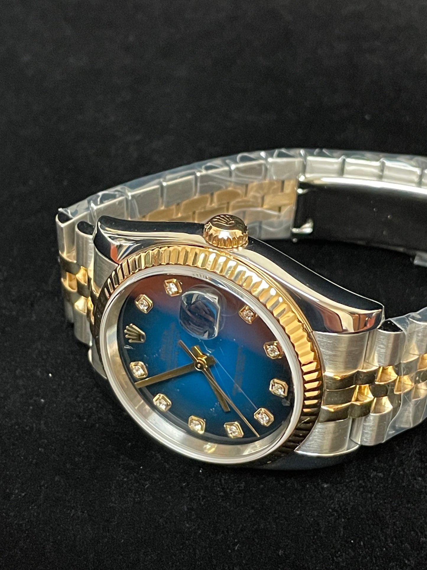 2006 Rolex Datejust 116233 Blue Vignette Diamond Dial TT 18kt Jubilee 36mm