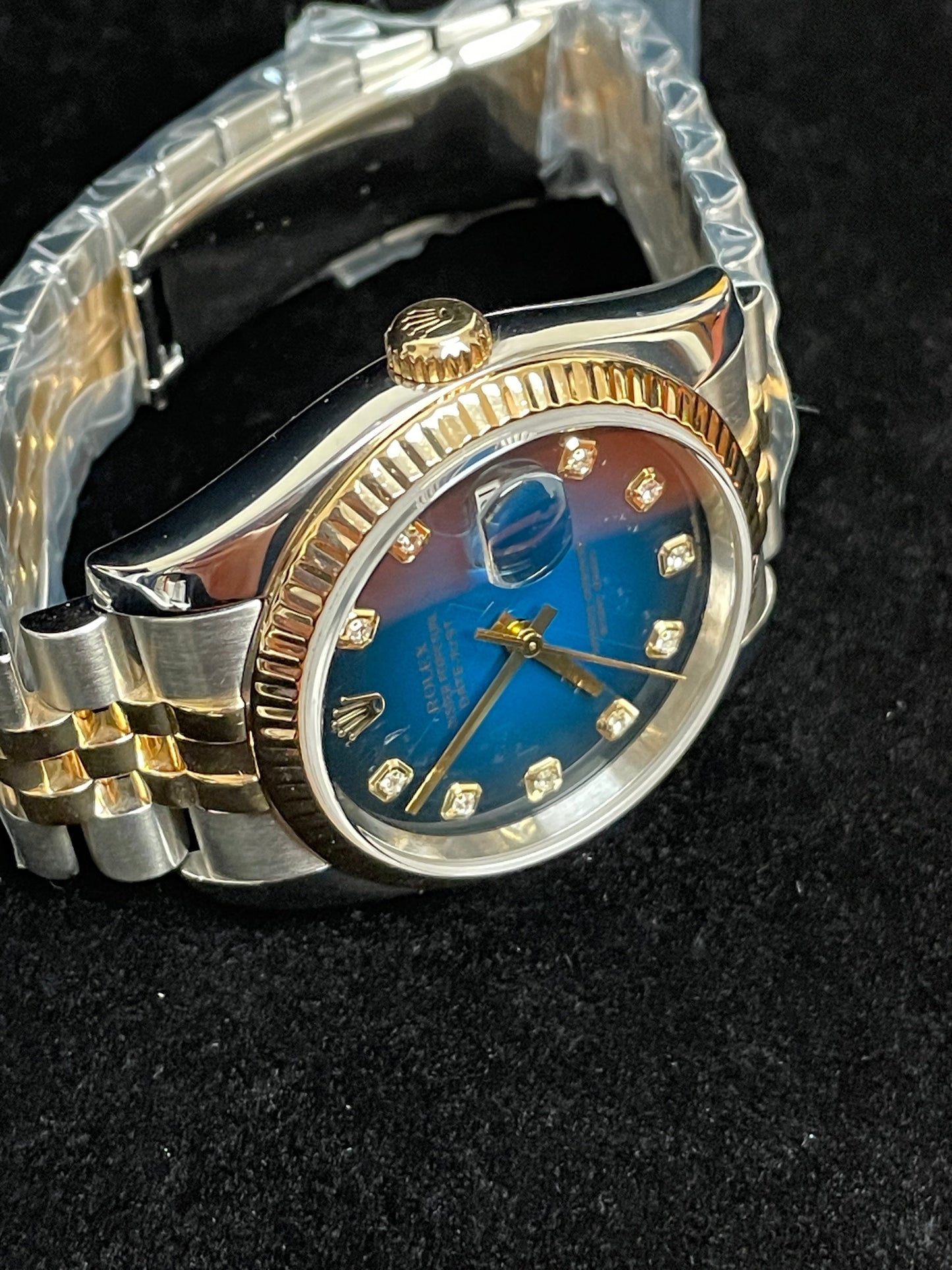 2006 Rolex Datejust 116233 Blue Vignette Diamond Dial TT 18kt Jubilee 36mm