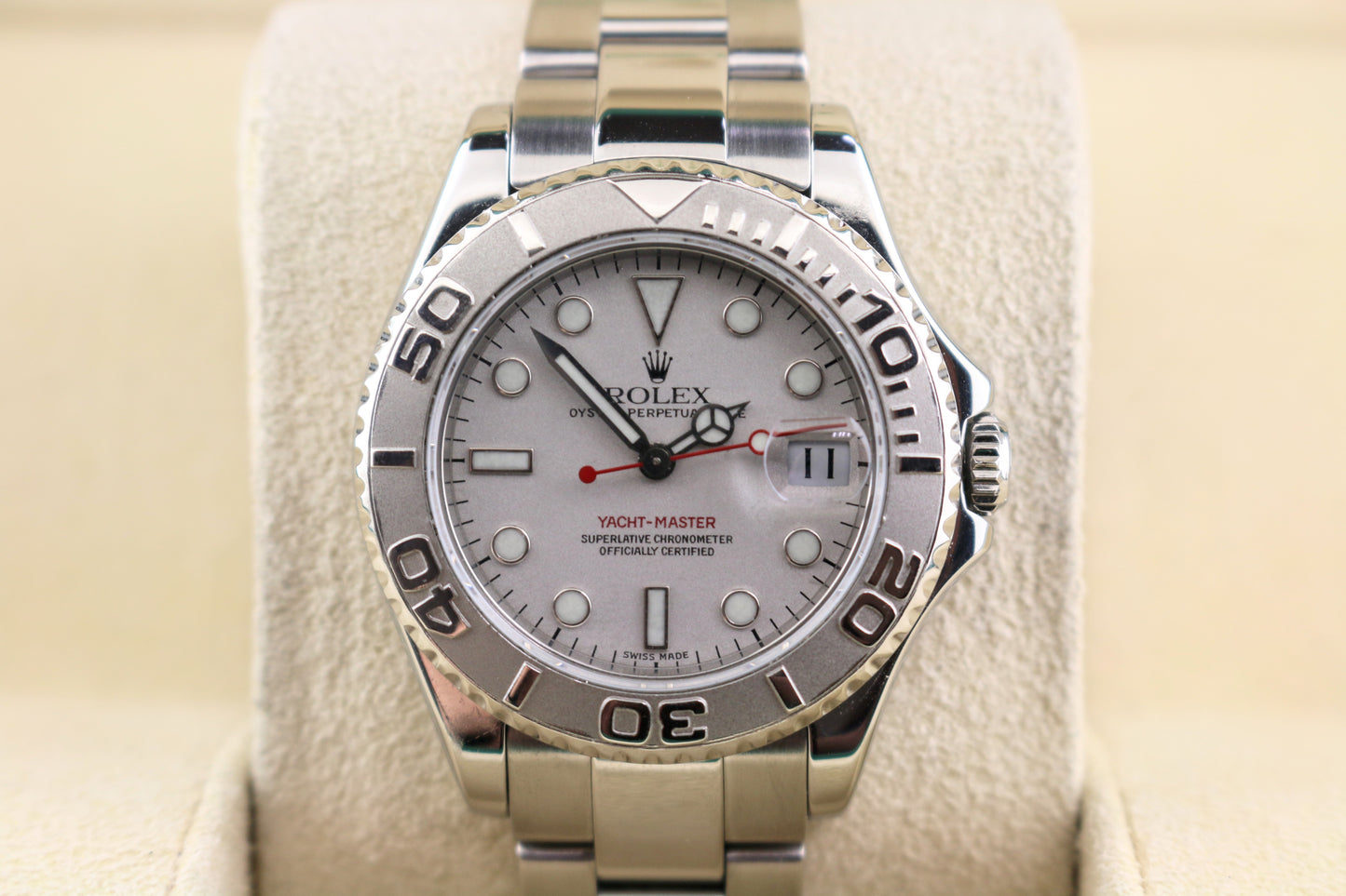 1999 Rolex Yacht-Master 168622 Platinum Dial SS Midsize No Papers 35mm