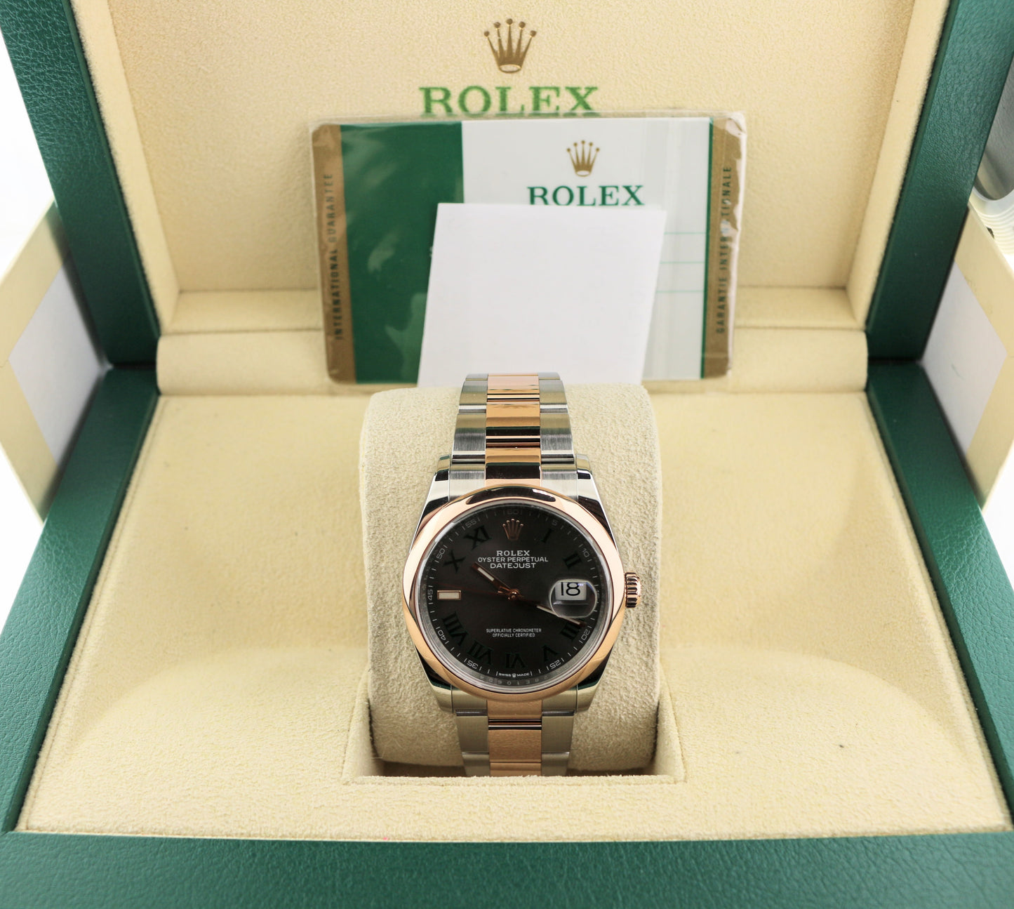 2019 Rolex Datejust 126201 Wimbledon Dial TT Rose 18kt Oyster With Papers 36mm