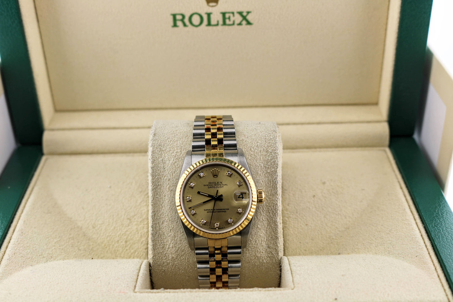 1989 Rolex Datejust Midsize 68273 Champagne Diamond Dial TT Jubilee 31mm