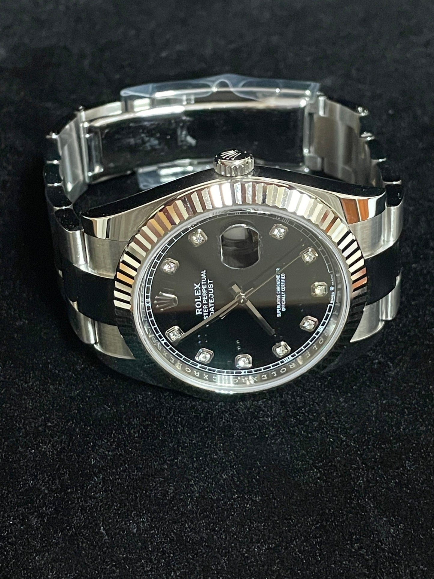 OHA 2020 Rolex Datejust 126334 Black Diamond Dial SS Oyster With Papers 41mm