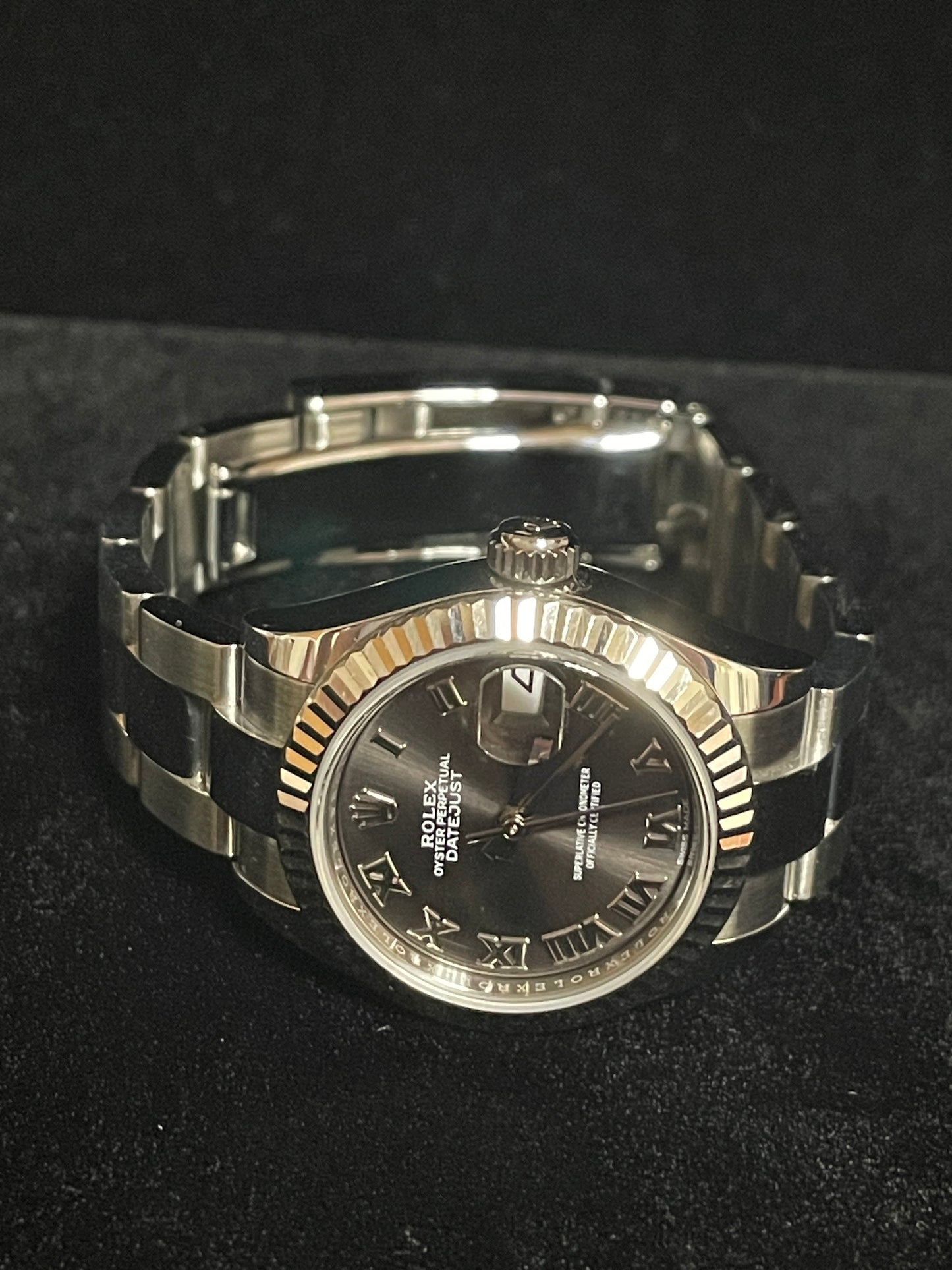 2018 Rolex Ladies Datejust 279174 Dark Grey Roman SS Oyster With Papers 28mm