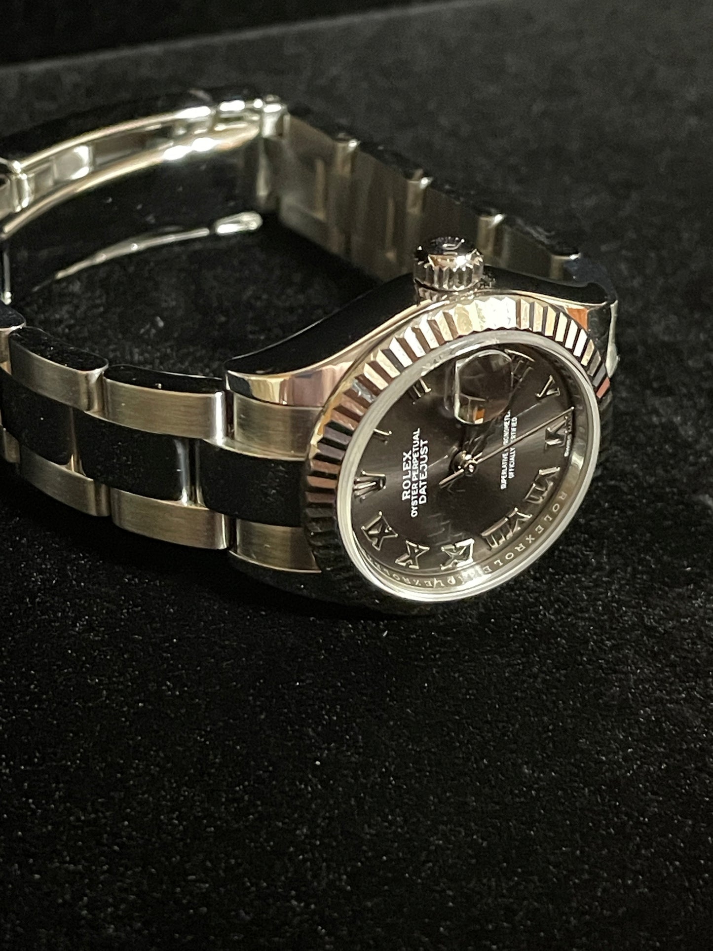 2018 Rolex Ladies Datejust 279174 Dark Grey Roman SS Oyster With Papers 28mm