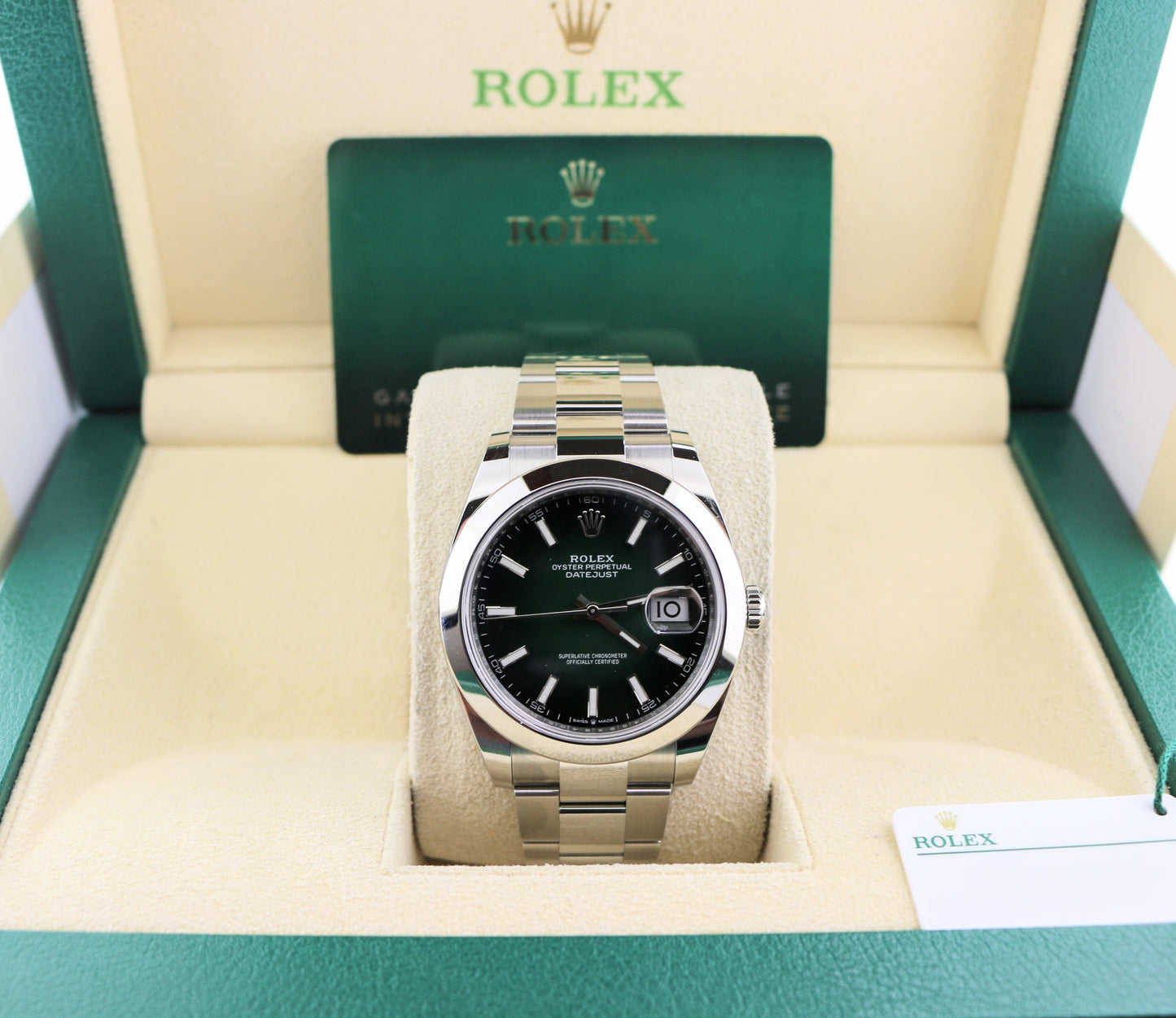 Unworn 2026 Rolex Datejust 126300 Green Ombre Dial SS Oyster Box and Papers 41mm