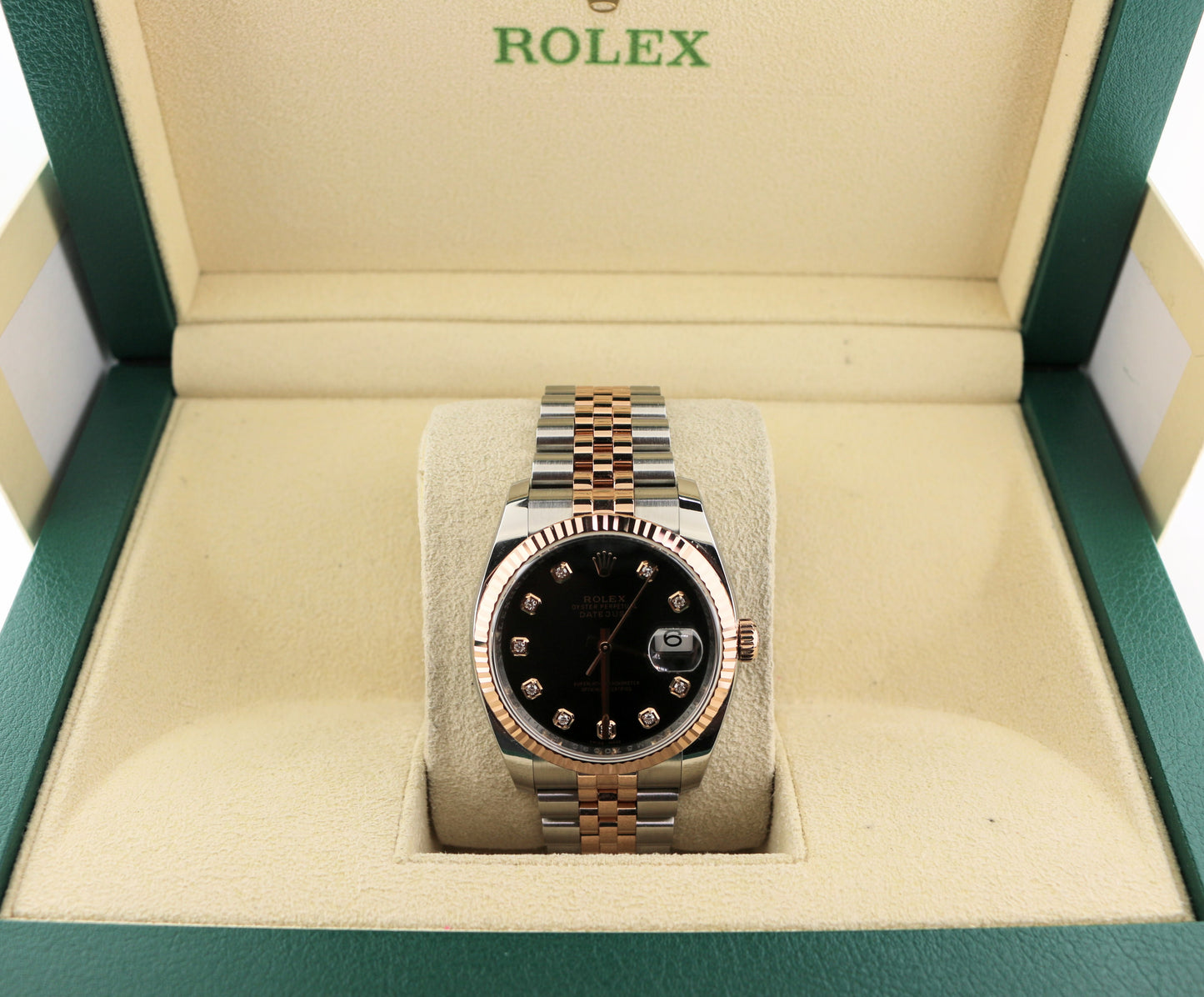 2008 Rolex Datejust 116231 Black Diamond Dial TT Rose 18kt Jubilee No Paper 36mm