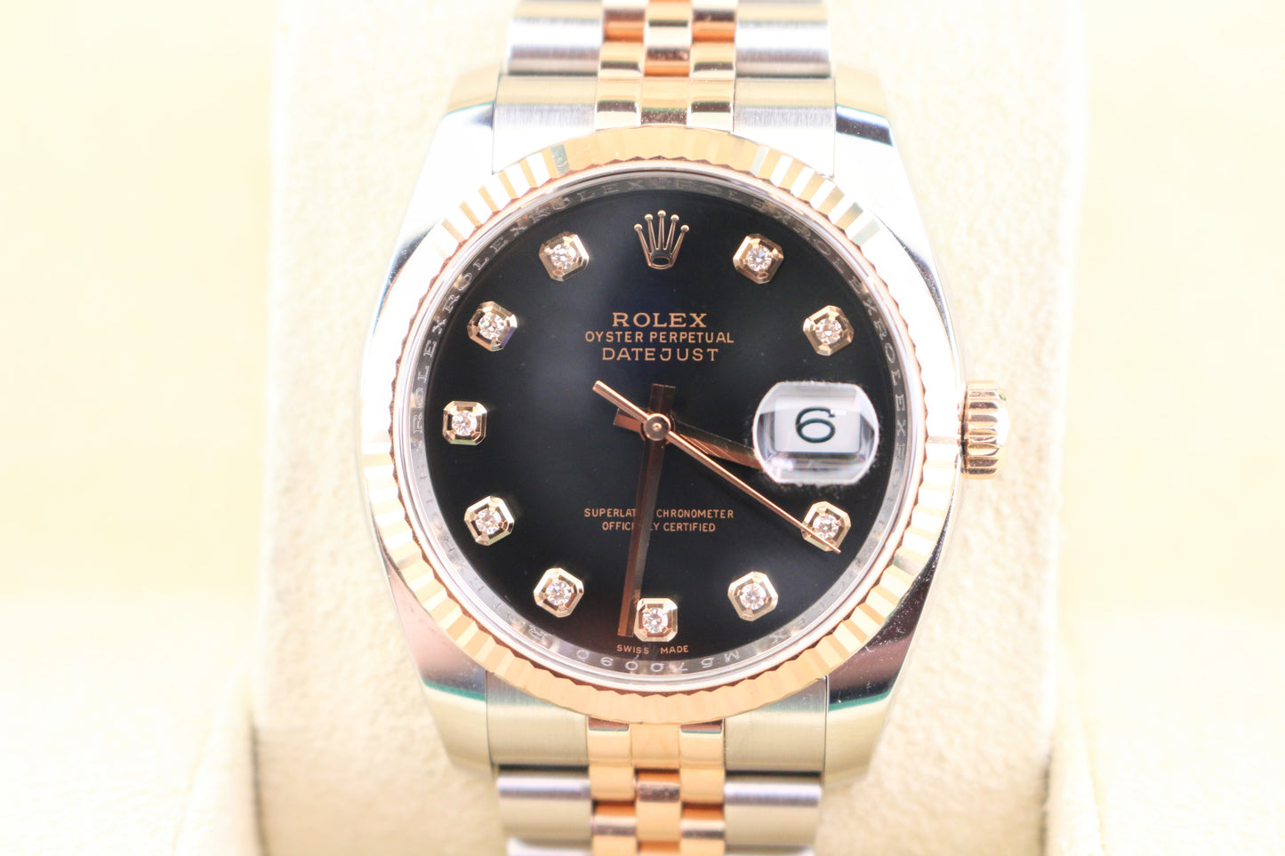 2008 Rolex Datejust 116231 Black Diamond Dial TT Rose 18kt Jubilee No Paper 36mm