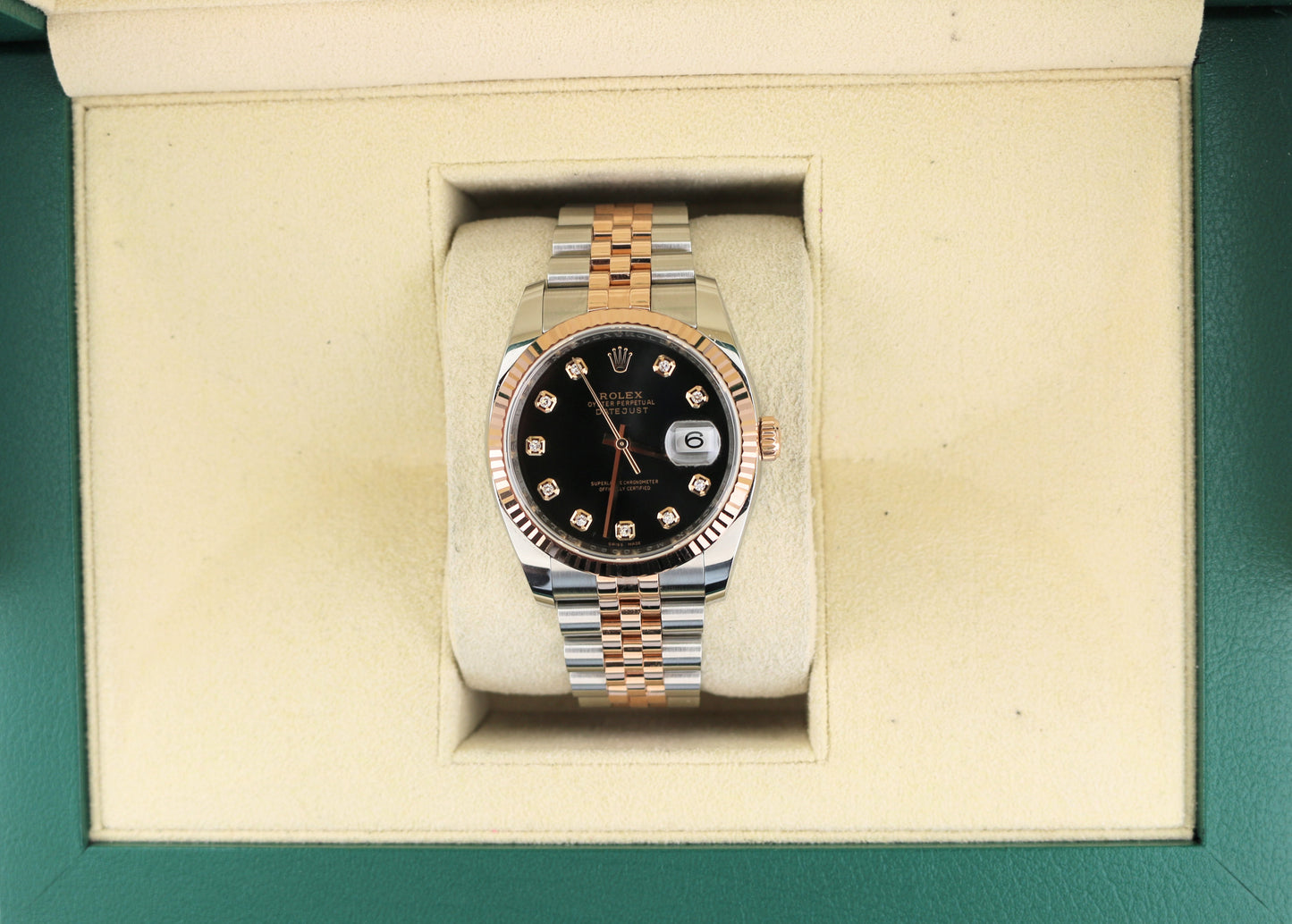 2008 Rolex Datejust 116231 Black Diamond Dial TT Rose 18kt Jubilee No Paper 36mm