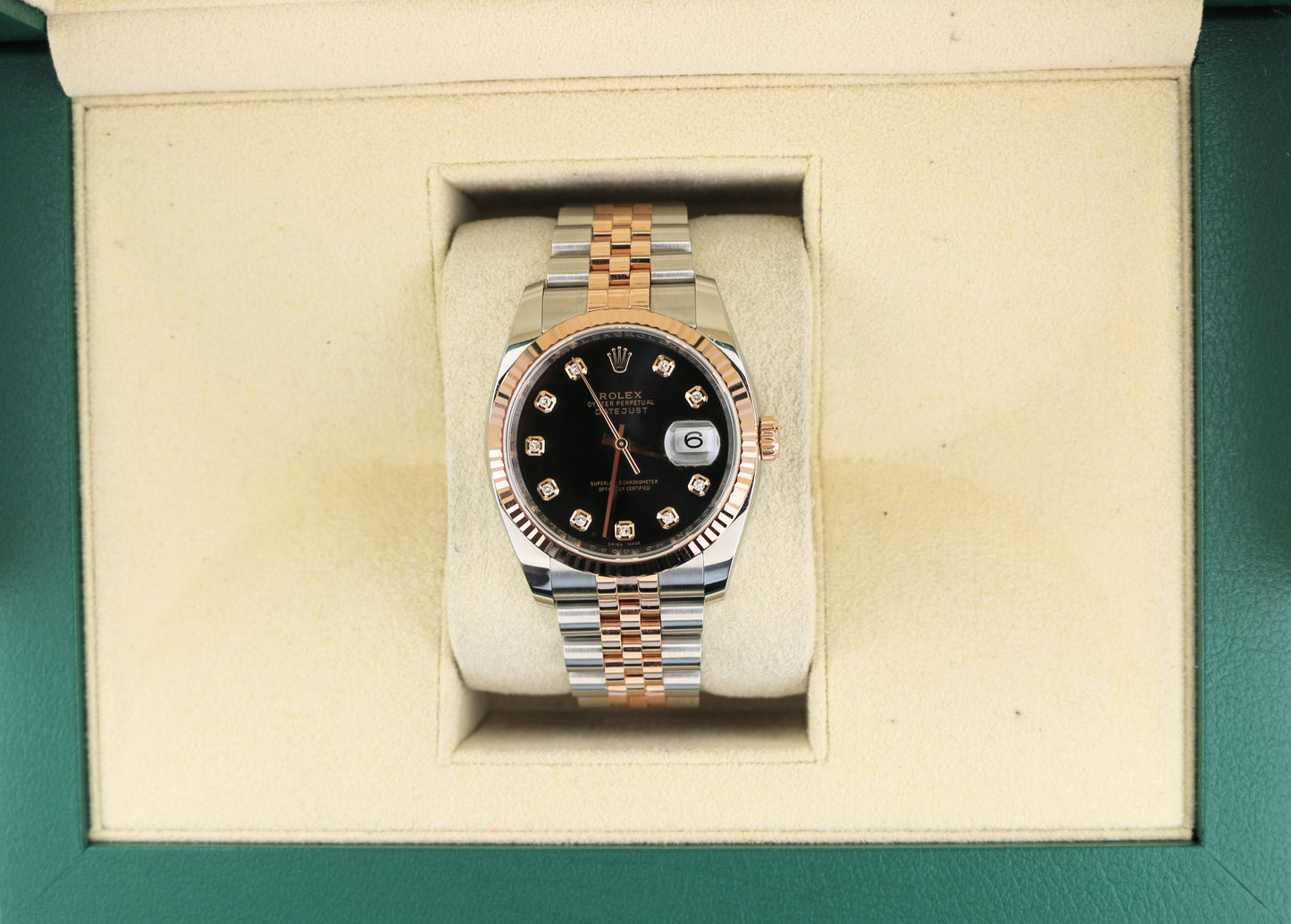 2008 Rolex Datejust 116231 Black Diamond Dial TT Rose 18kt Jubilee No Paper 36mm