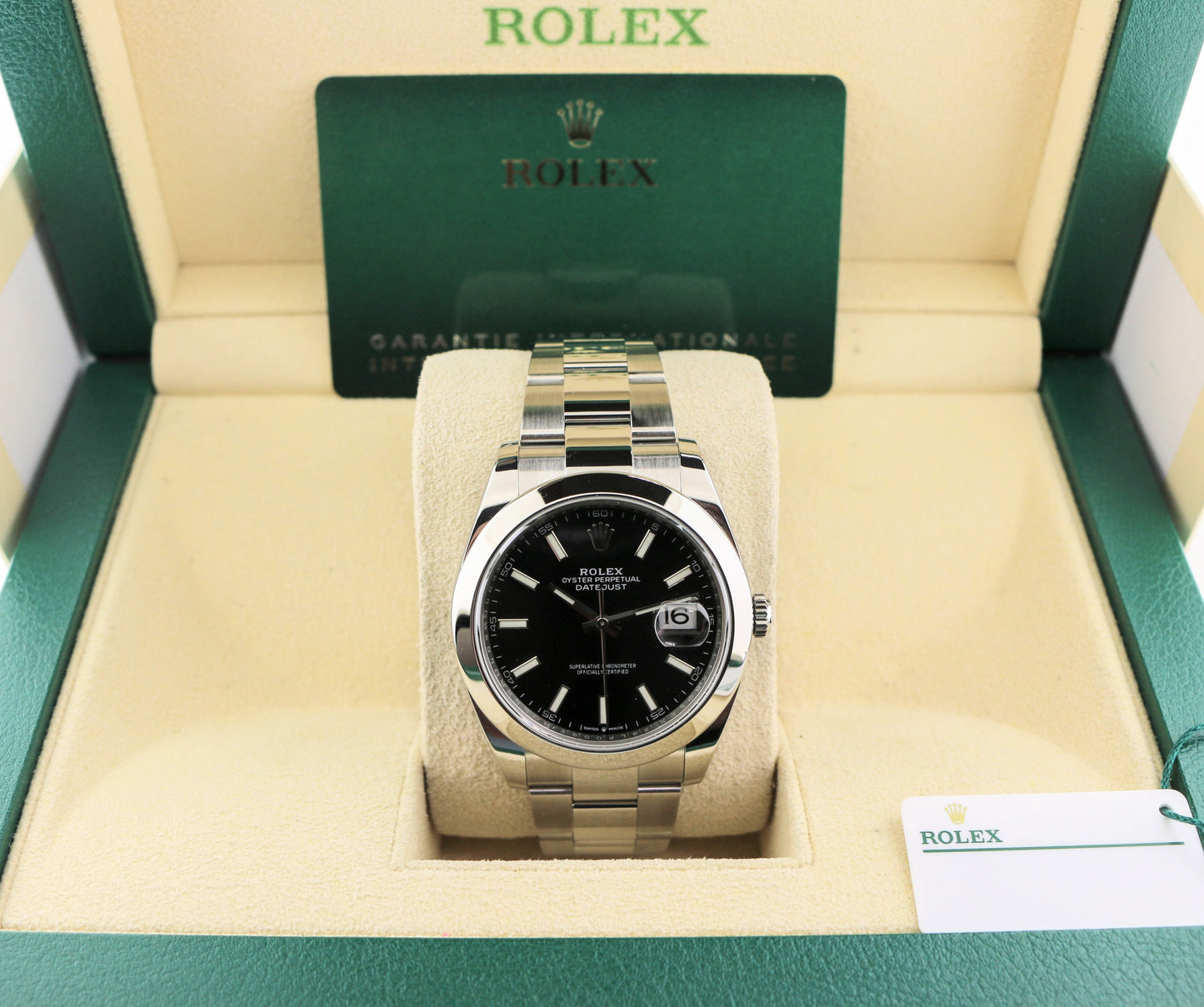 2022 Rolex Datejust 126300 Black Stick Dial SS Oyster With Papers 41mm