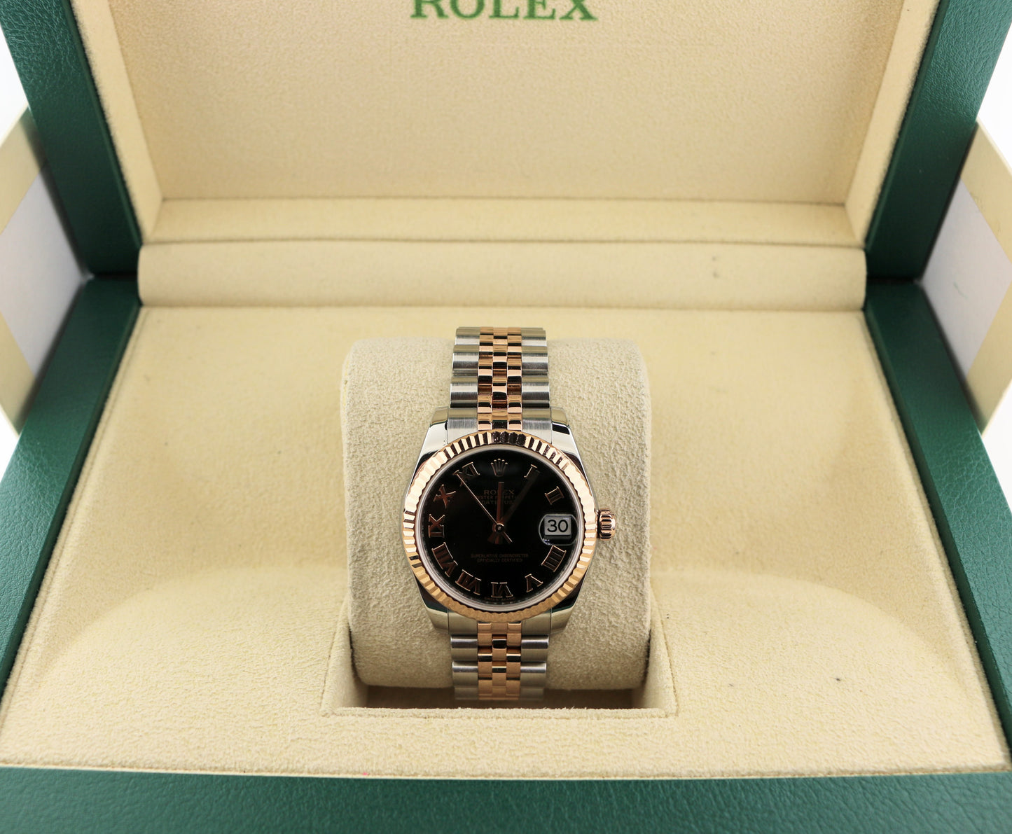 2017 Rolex Datejust Midsize 178271 Black Roman TT 18k Rose Jubilee No Paper 31mm