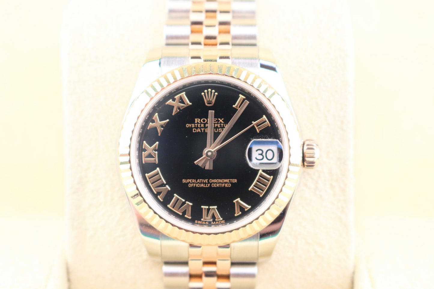 2017 Rolex Datejust Midsize 178271 Black Roman TT 18k Rose Jubilee No Paper 31mm