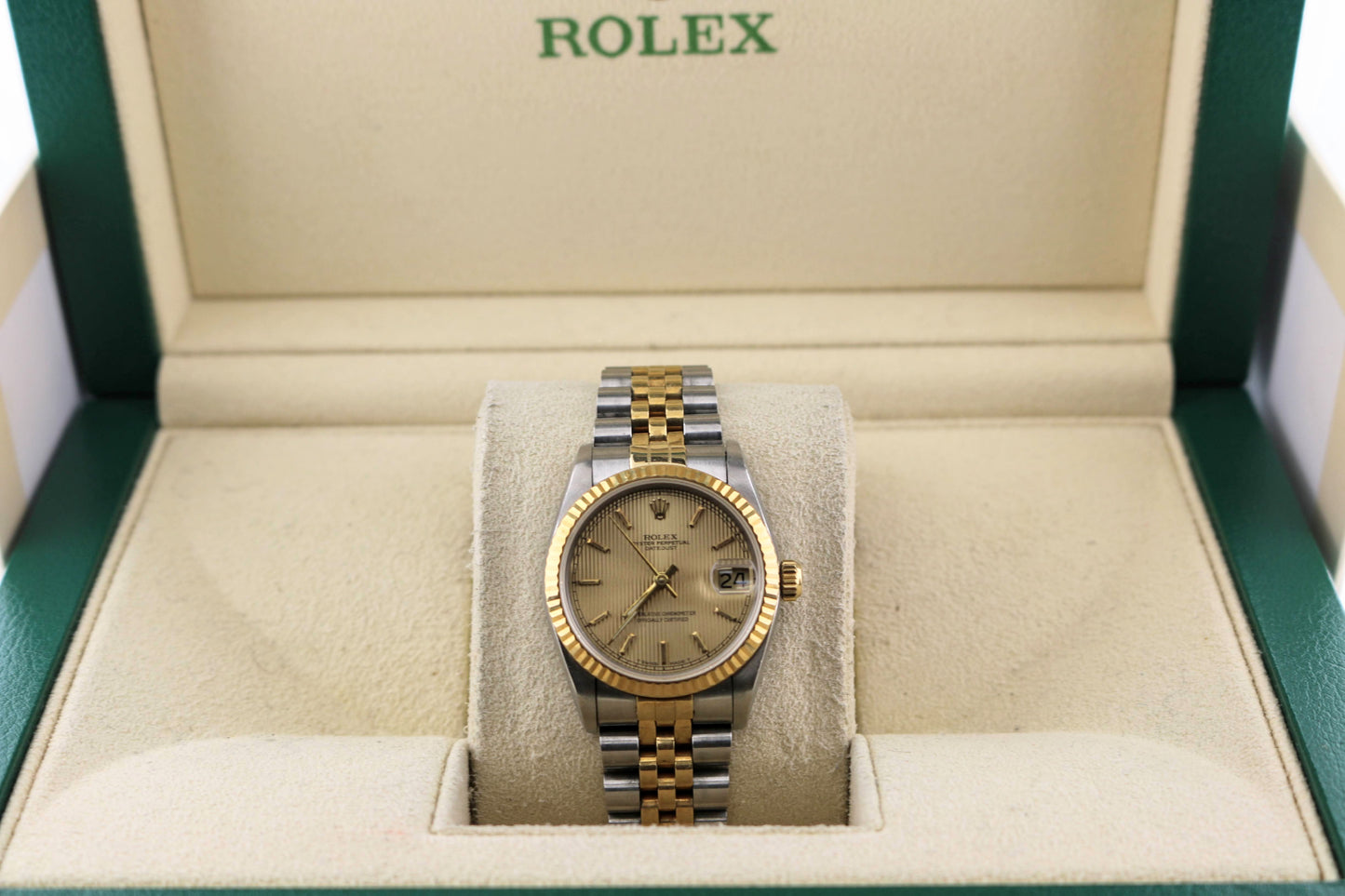 1993 Rolex Datejust 68273 Champagne Tapestry Dial TT Jubilee No Papers 31mm