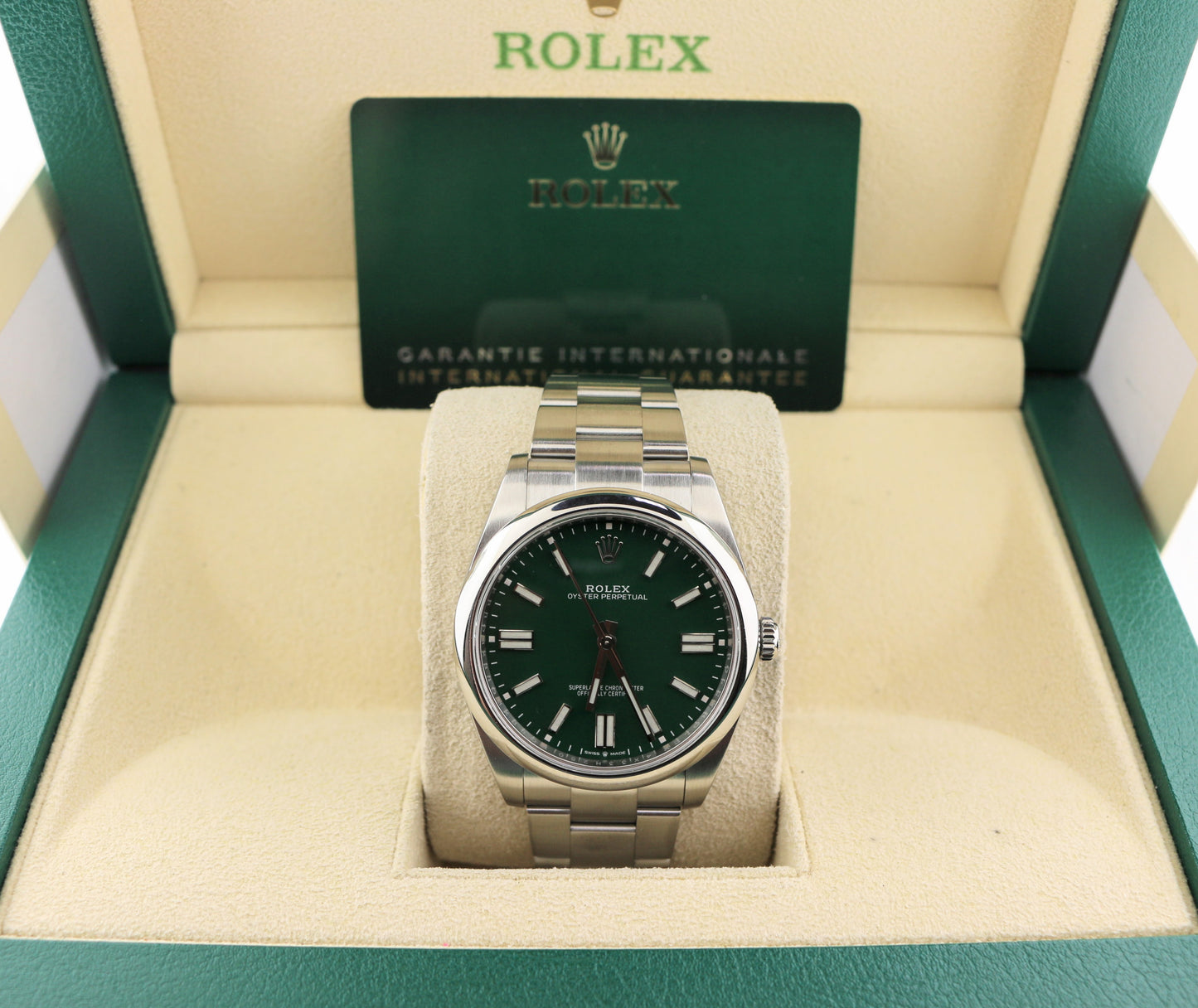 2023 Rolex Oyster Perpetual 124300 Green Dial SS Oyster With Papers 41mm
