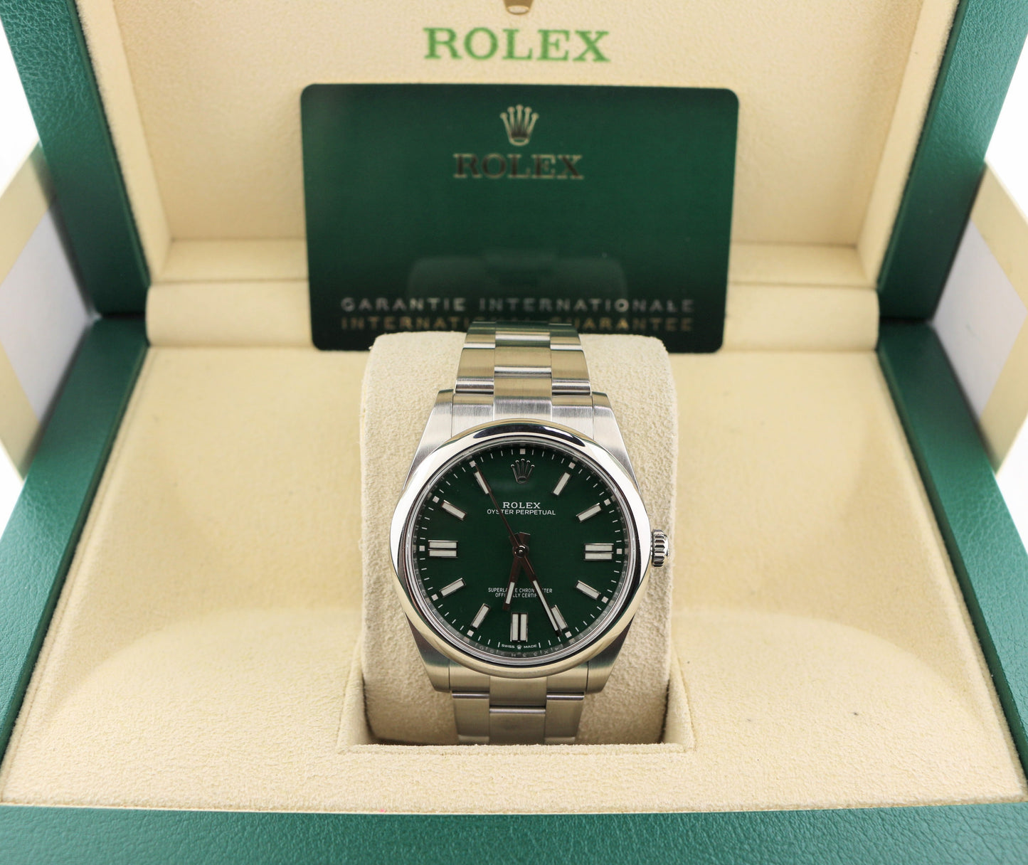 2023 Rolex Oyster Perpetual 124300 Green Dial SS Oyster With Papers 41mm