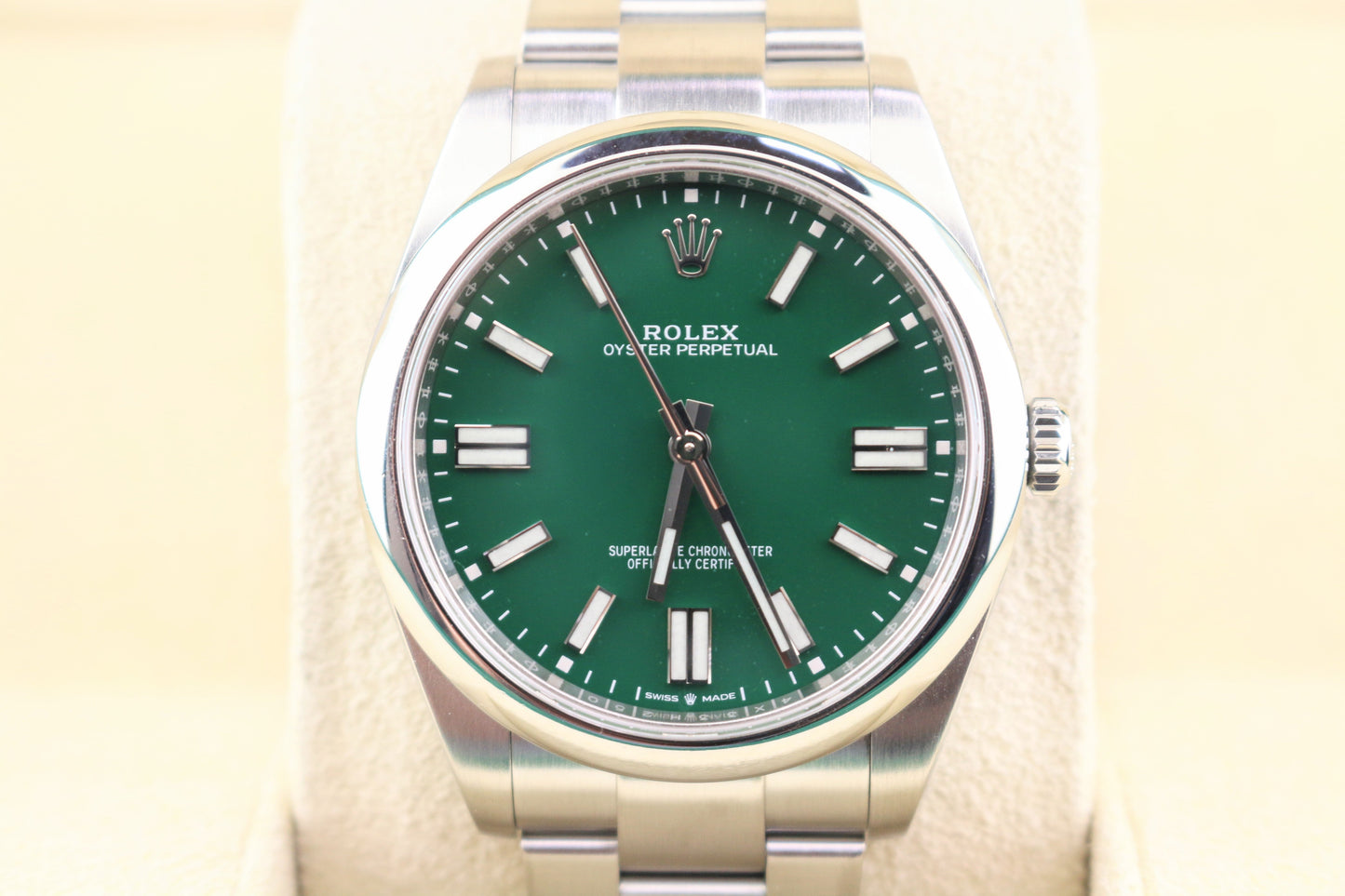 2023 Rolex Oyster Perpetual 124300 Green Dial SS Oyster With Papers 41mm