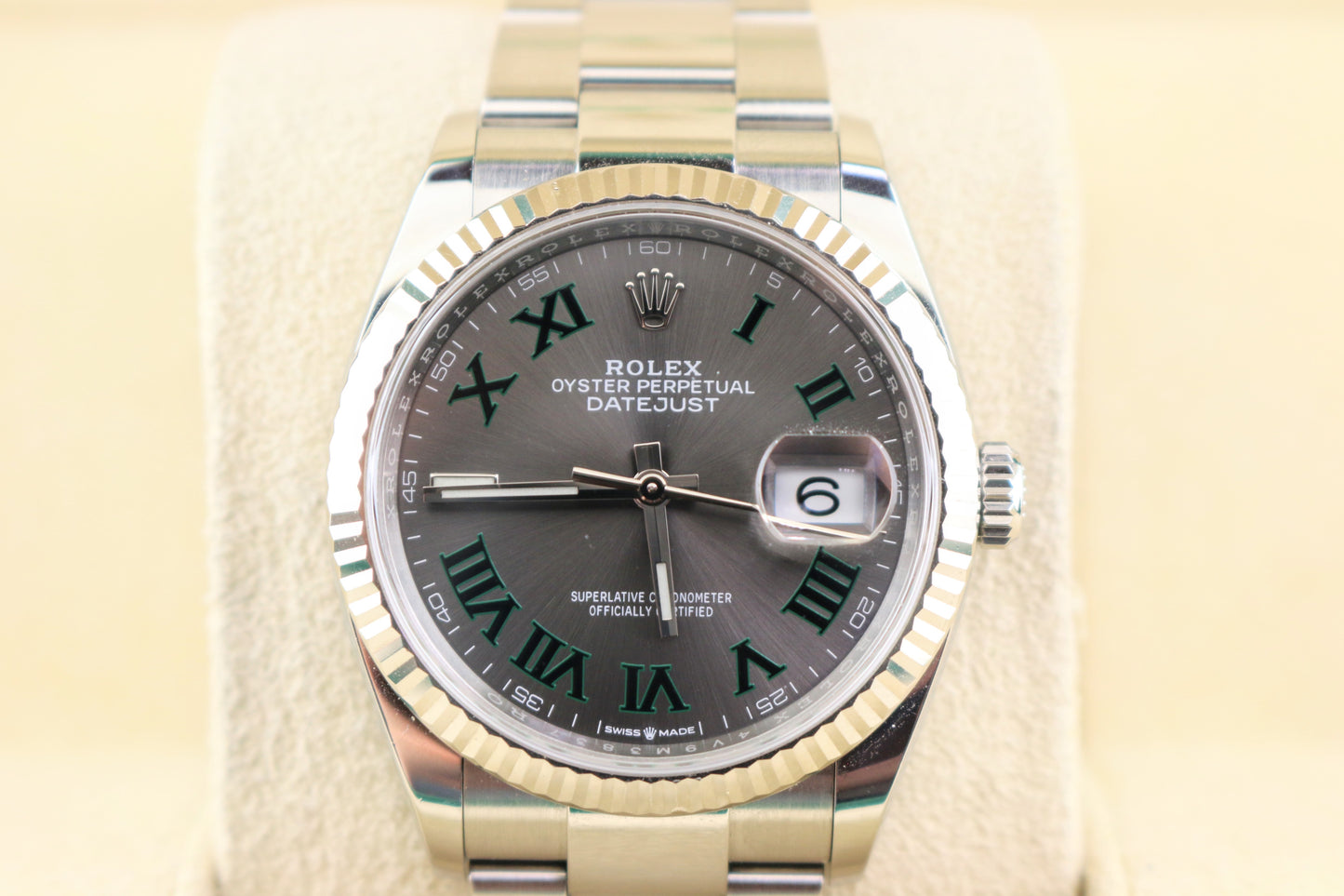 2021 Rolex Datejust 126234 Wimbledon Roman Dial SS Oyster With Papers 36mm