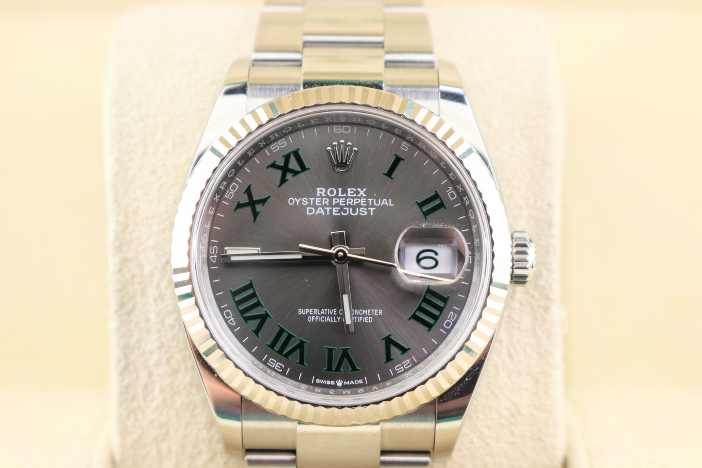 2021 Rolex Datejust 126234 Wimbledon Roman Dial SS Oyster With Papers 36mm