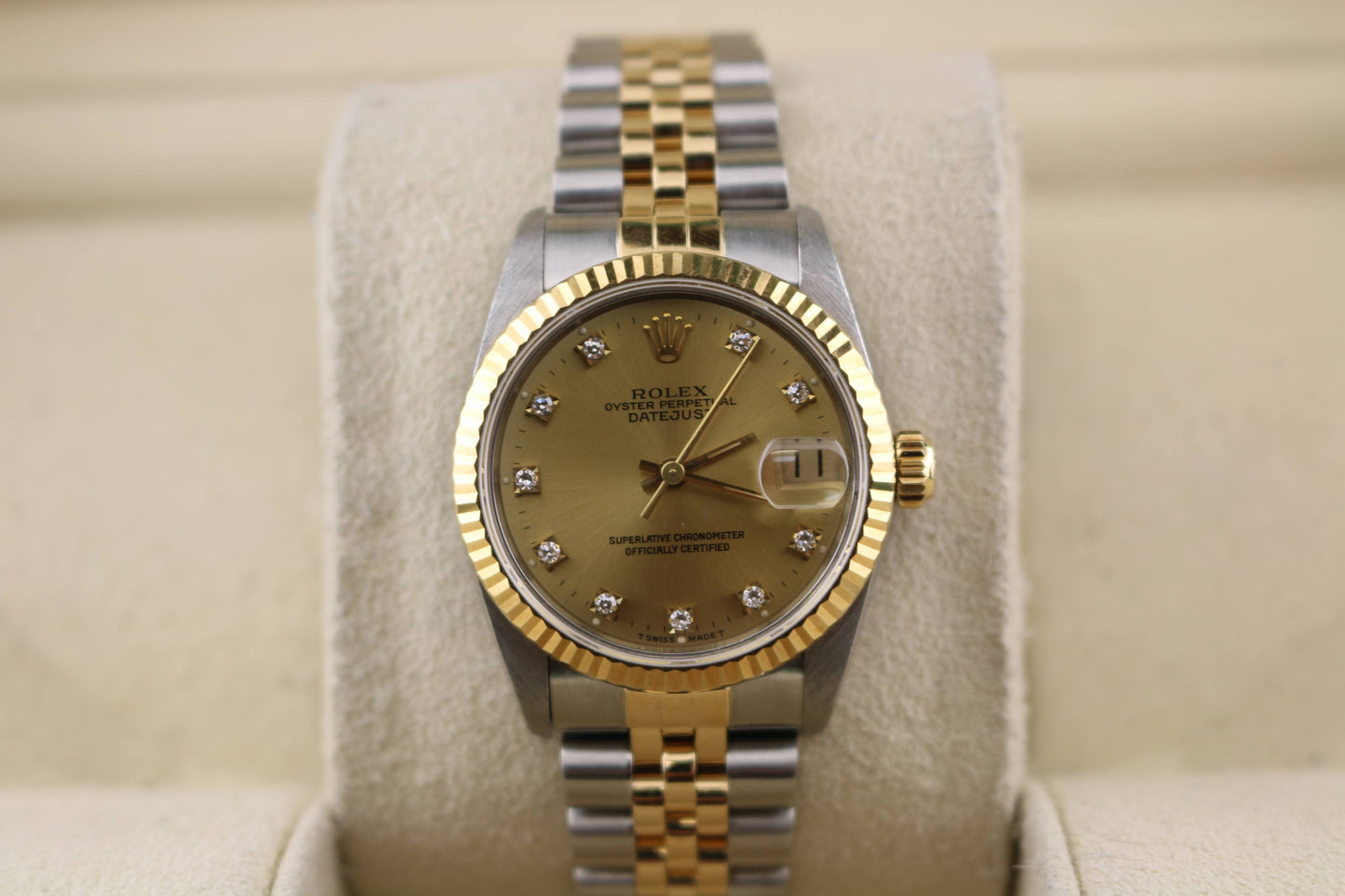 1991 Rolex Datejust 68273 Champagne Diamond Dial TT Jubilee No Papers 31mm