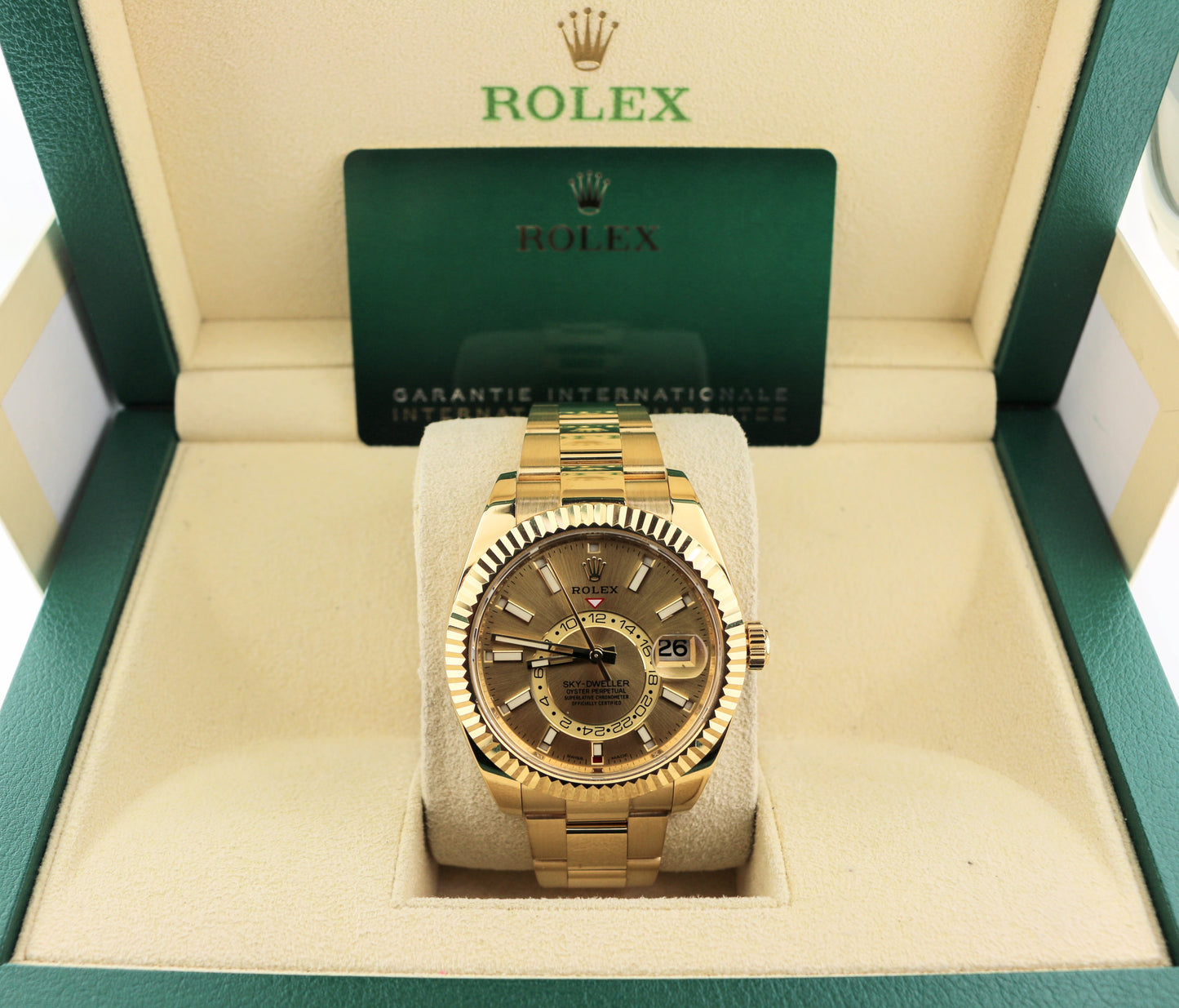 2022 Rolex Sky-Dweller 326938 Champagne Dial 18kt Oyster With Papers 42mm