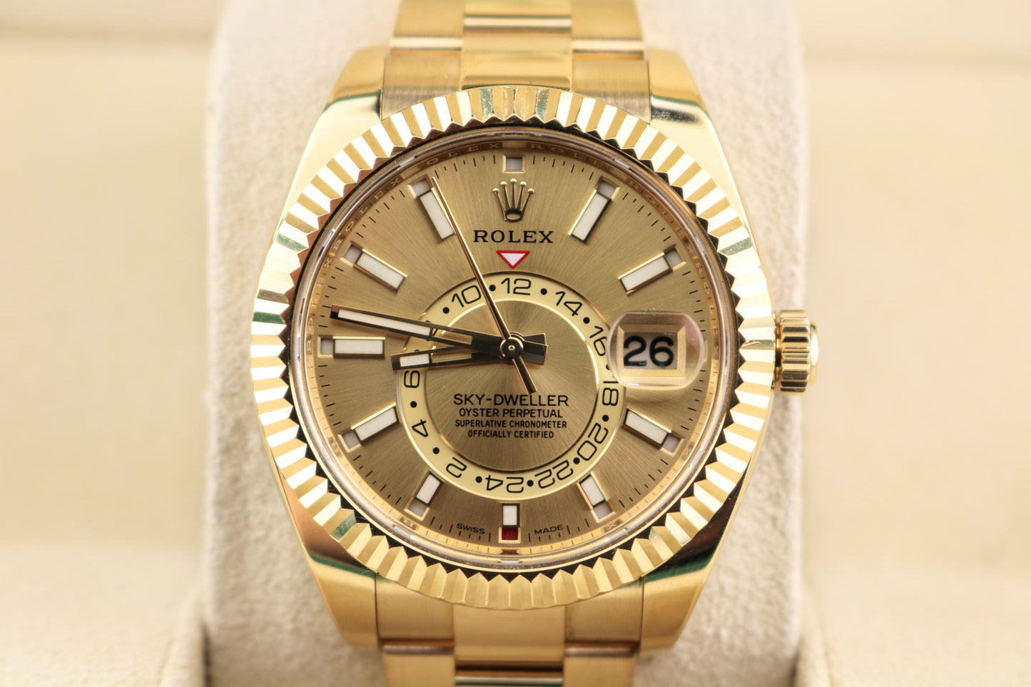 2022 Rolex Sky-Dweller 326938 Champagne Dial 18kt Oyster With Papers 42mm
