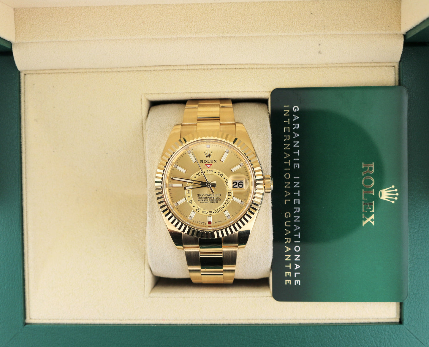 2022 Rolex Sky-Dweller 326938 Champagne Dial 18kt Oyster With Papers 42mm