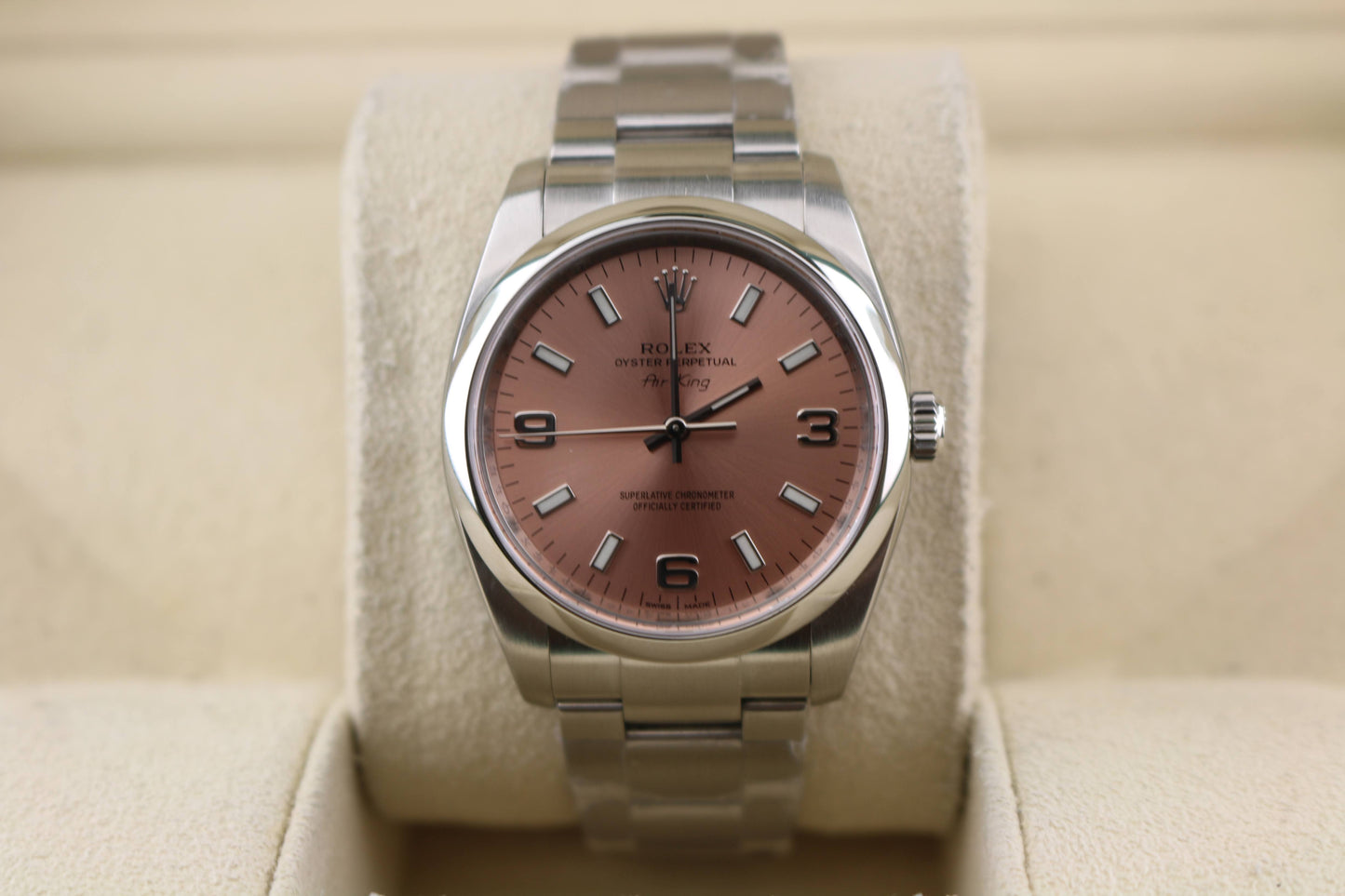2014 Rolex Air King 114200 Pink Dial SS Oyster No Papers 34mm