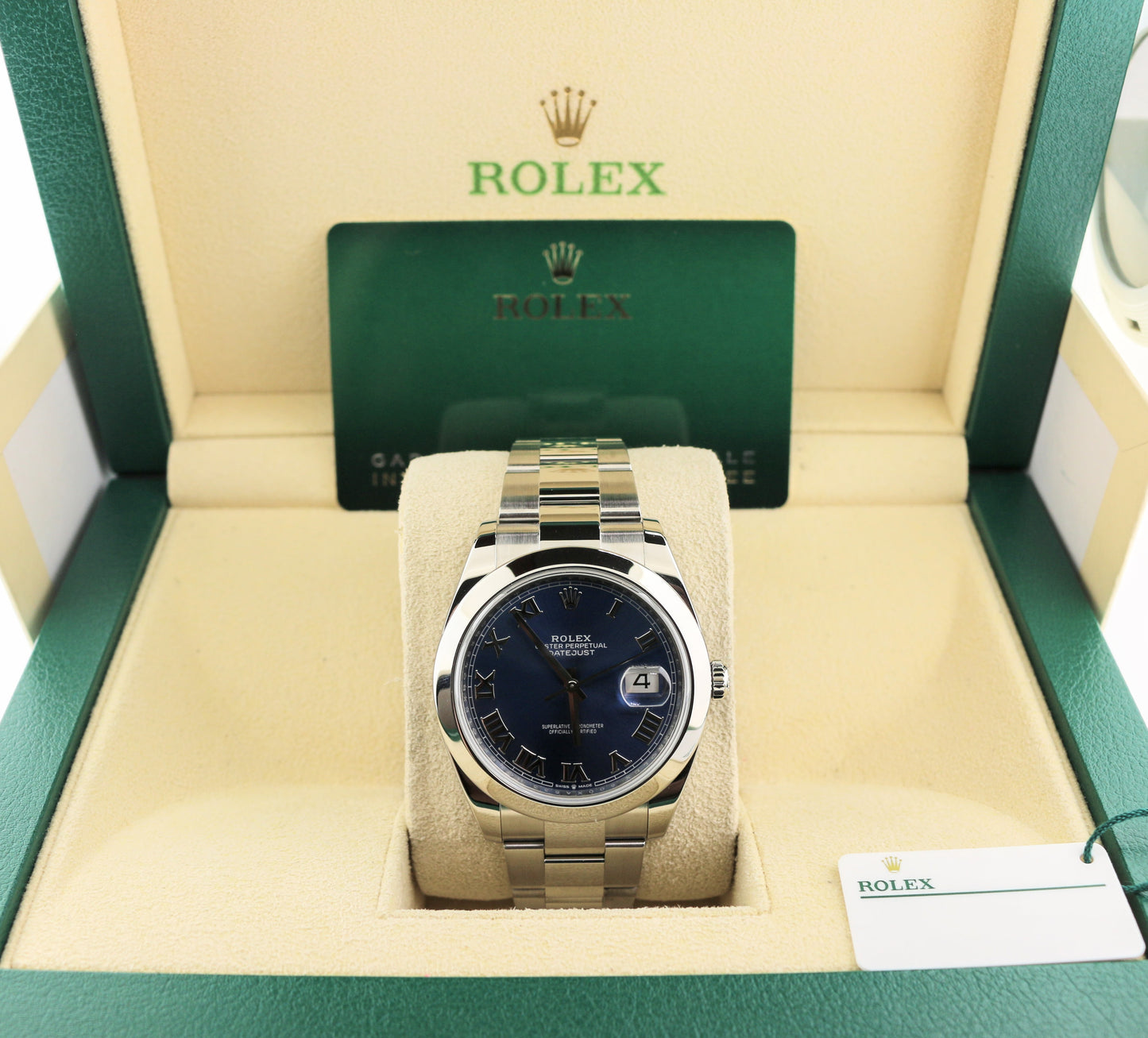 2021 Rolex Datejust 126300 Blue Roman Dial SS Oyster With Papers 41mm