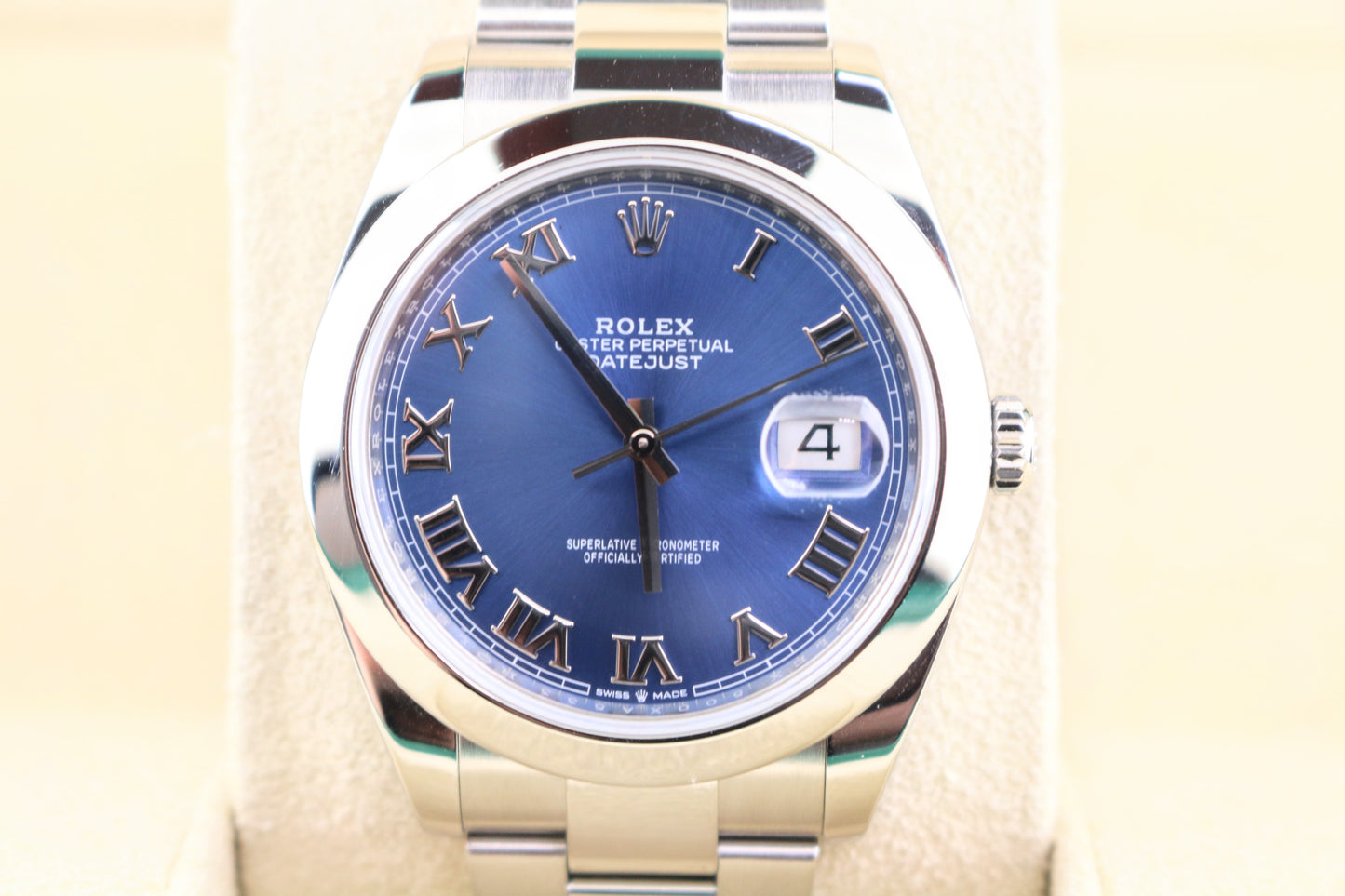 2021 Rolex Datejust 126300 Blue Roman Dial SS Oyster With Papers 41mm