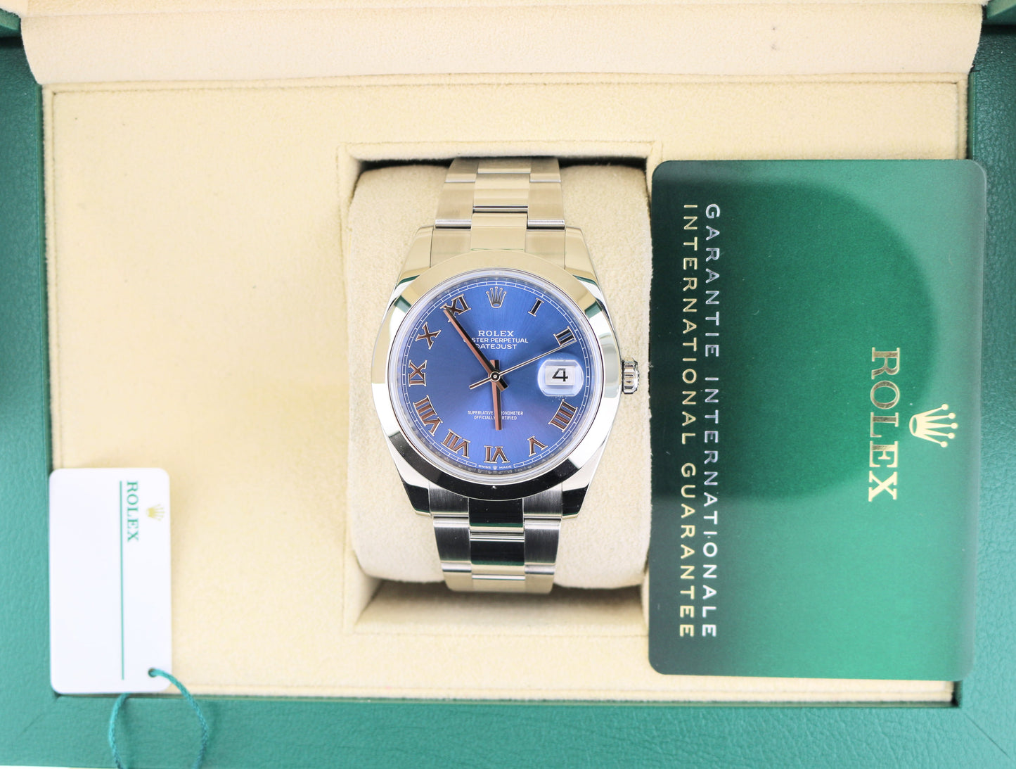 2021 Rolex Datejust 126300 Blue Roman Dial SS Oyster With Papers 41mm