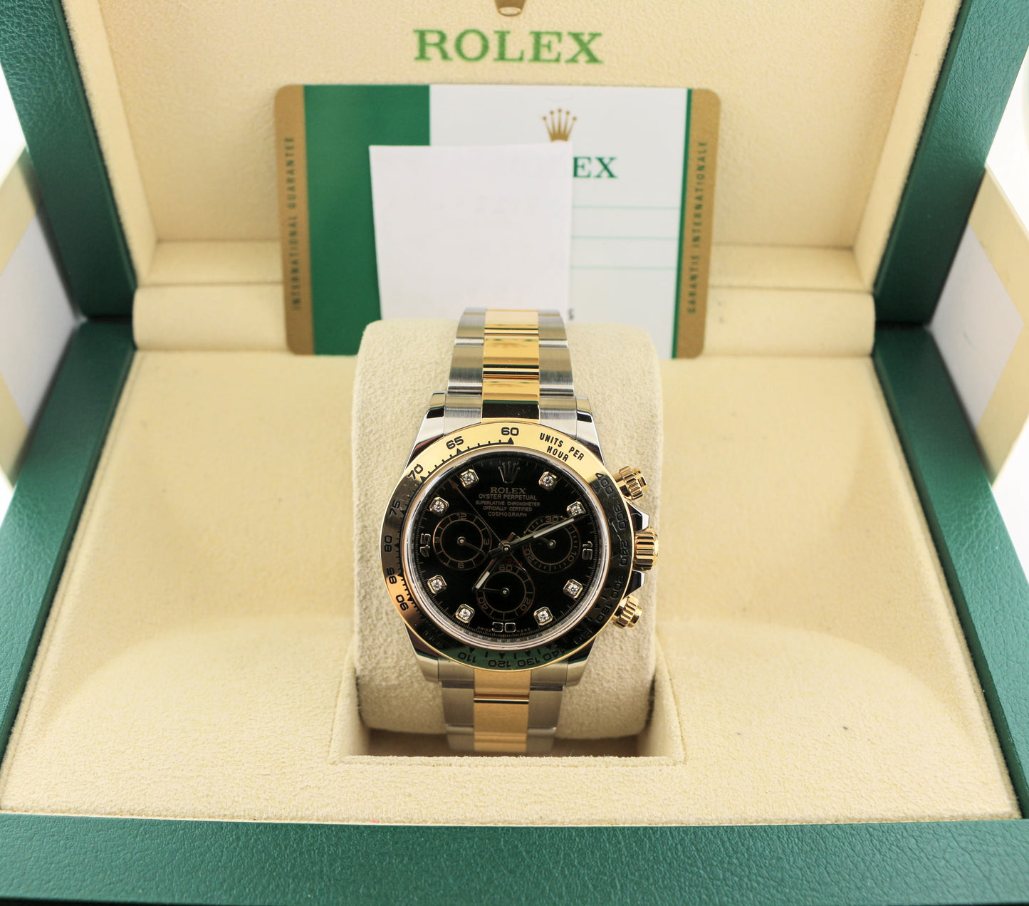 2019 Rolex Daytona 116503 Black Diamond Dial TT 18kt Oyster With Papers 40mm