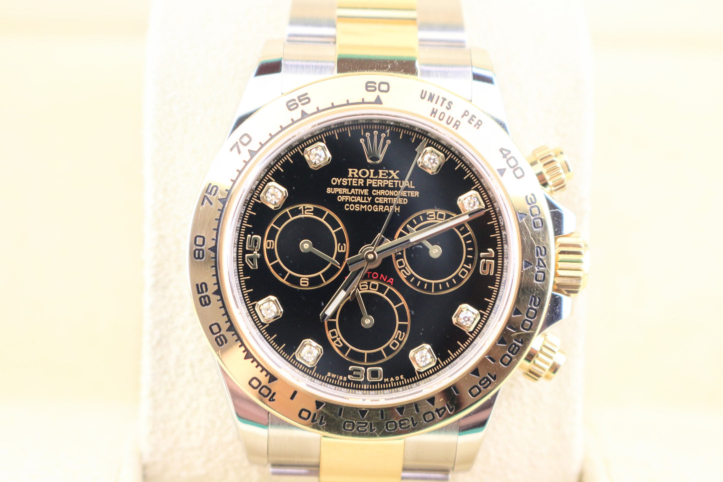 2019 Rolex Daytona 116503 Black Diamond Dial TT 18kt Oyster With Papers 40mm