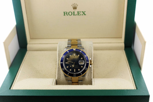 1987 Rolex Submariner 16803 Gold Burst Galaxy Blue Dial TT Oyster No Papers 40mm